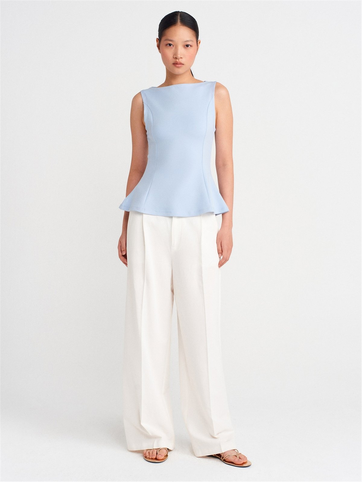 DİLVİN Kayık Yaka Peplum Top