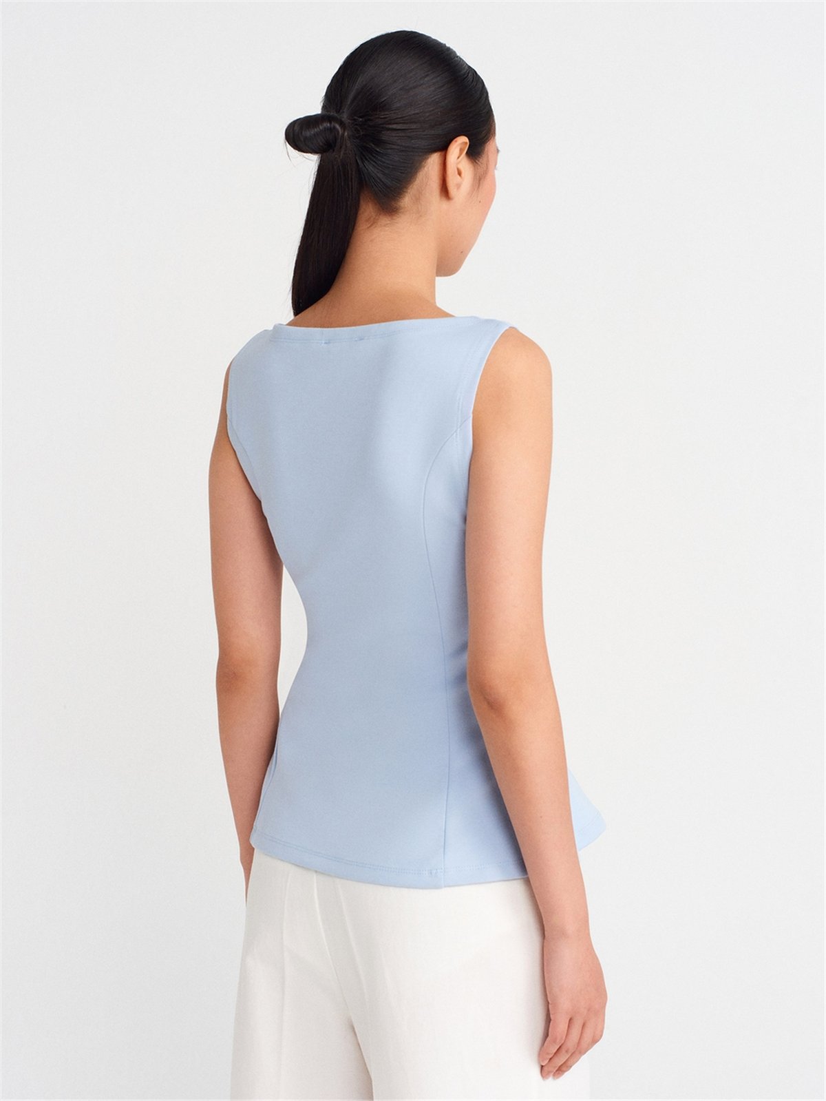 DİLVİN Kayık Yaka Peplum Top