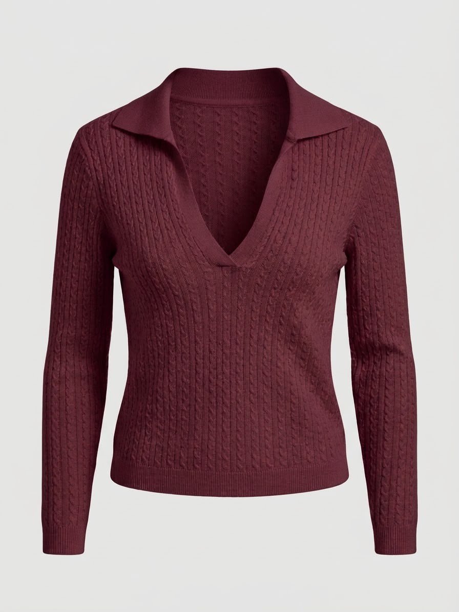 Mürdüm Örgü Model Polo Yaka Triko