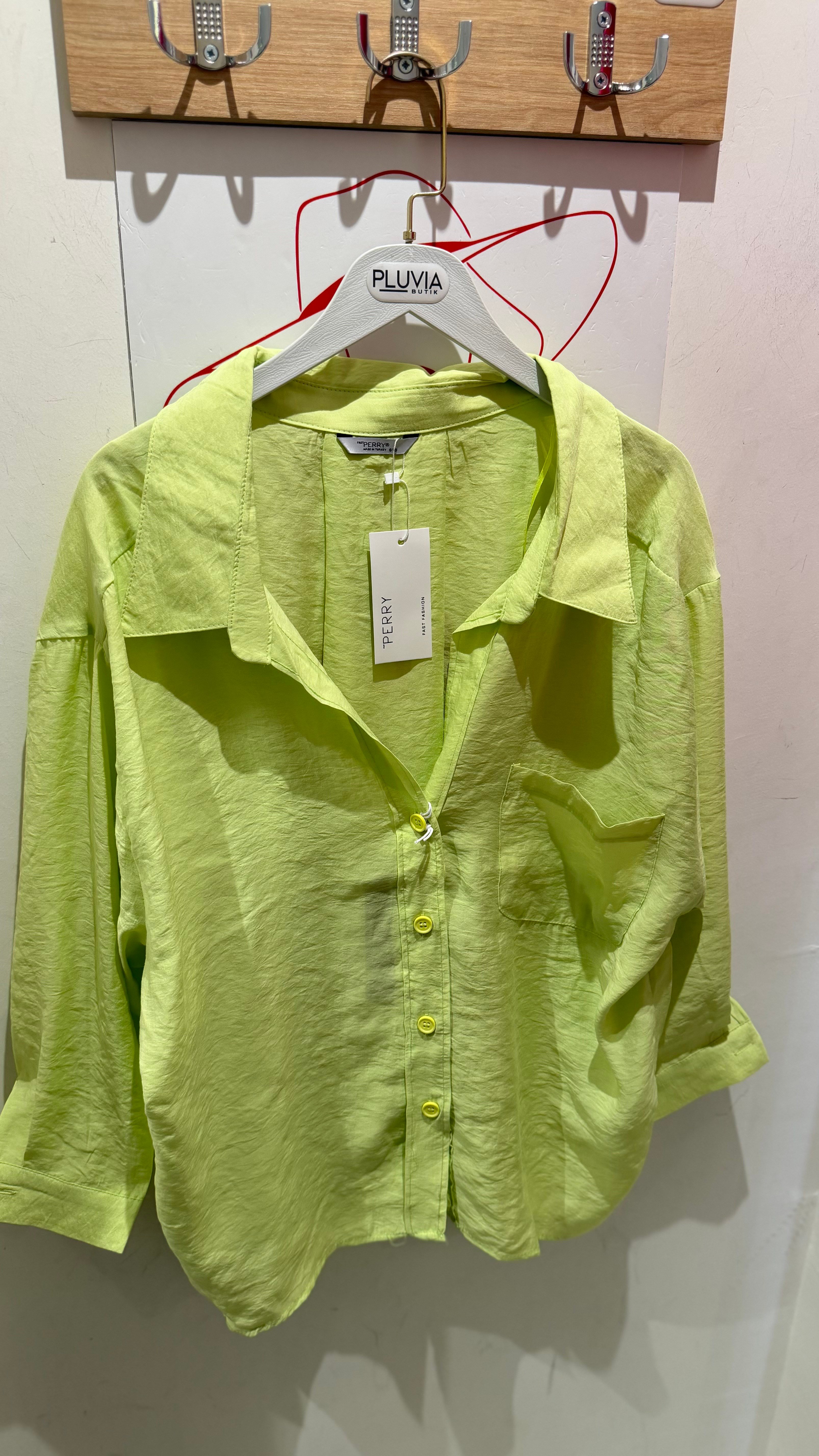 OVERSİZE NEON SARI GÖMLEK