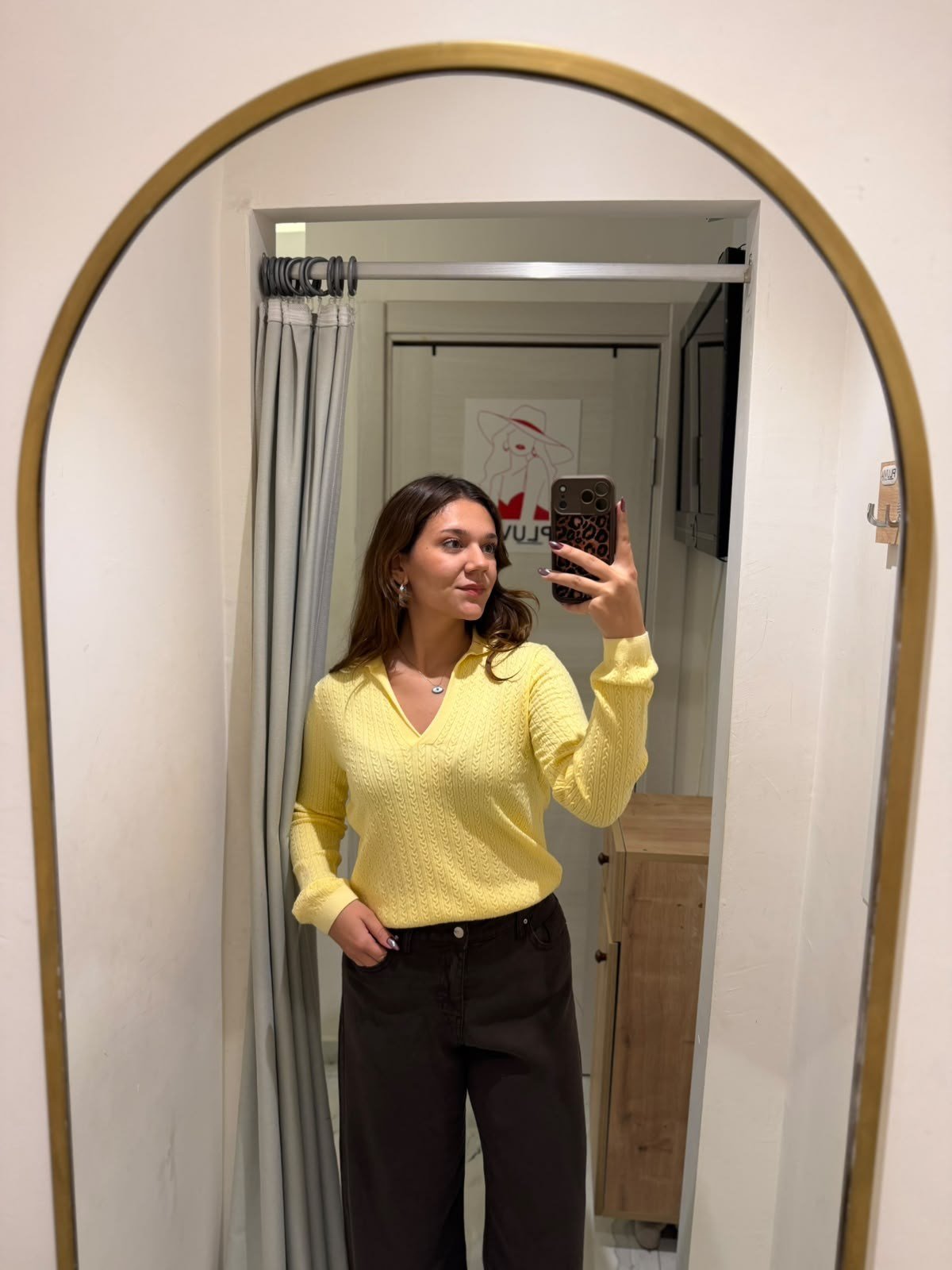 Sarı Örgü Model Polo Yaka Triko