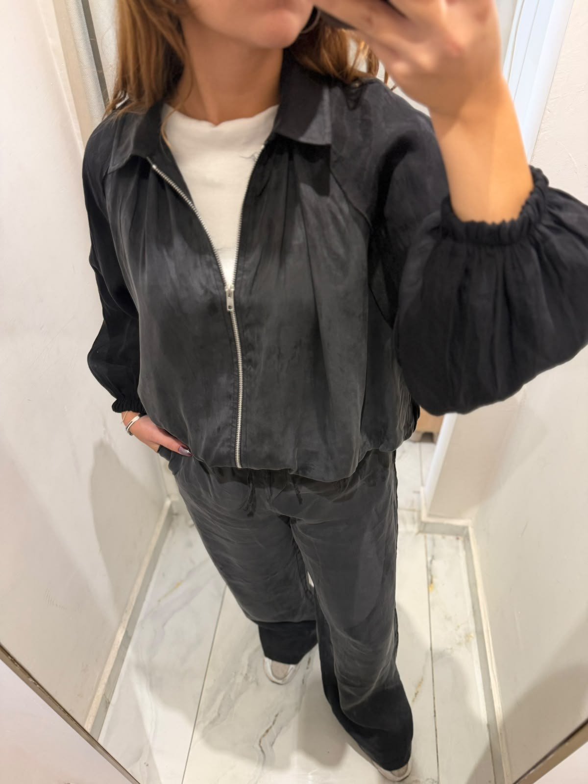 Siyah Garnili Bomber Pantolon Takım