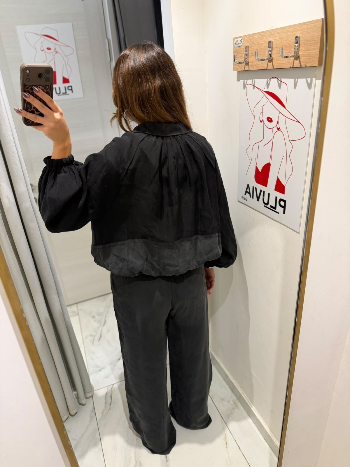 Siyah Garnili Bomber Pantolon Takım