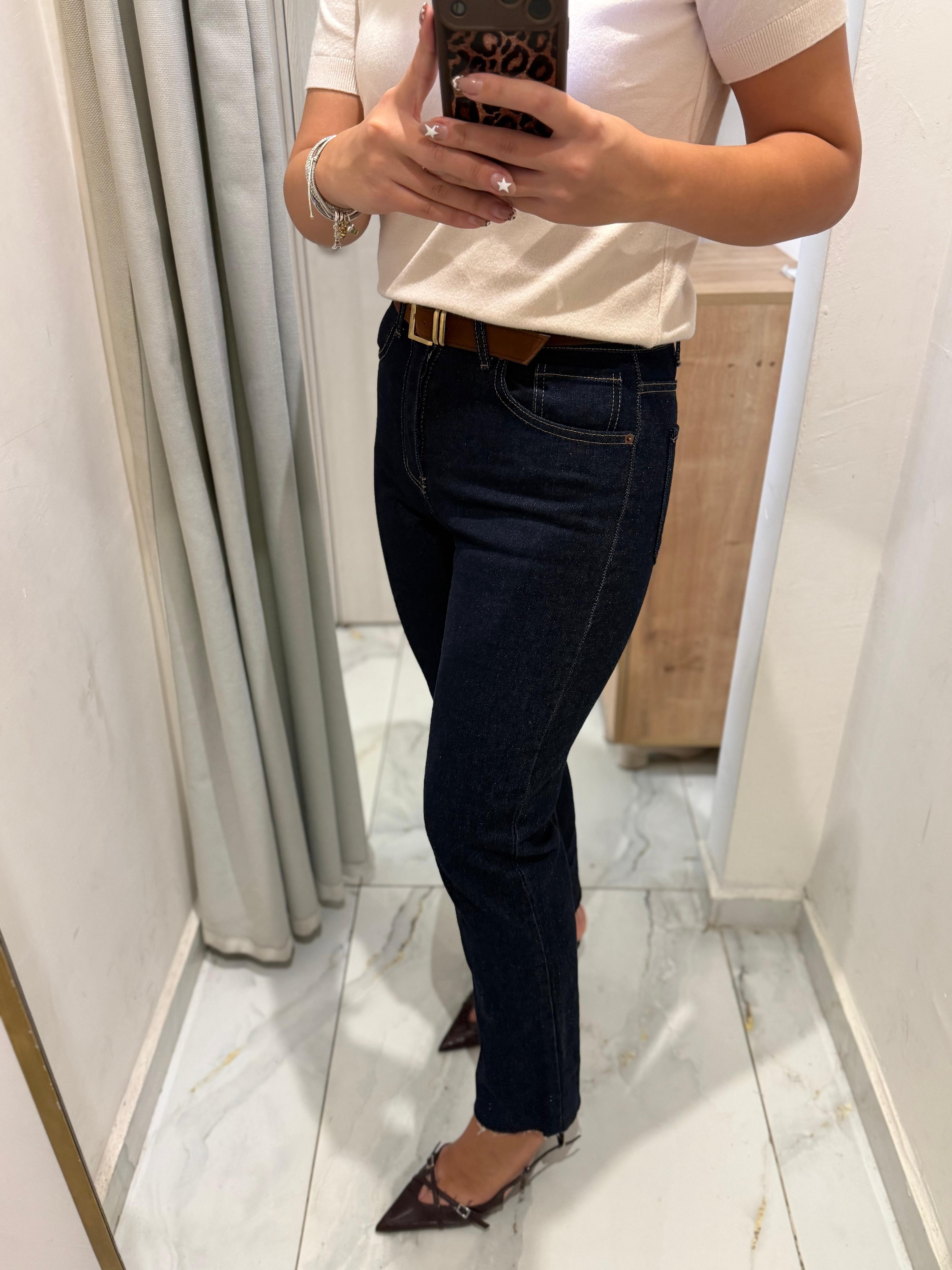 ZR KOYU LACİVERT KESİK PAÇA JEAN