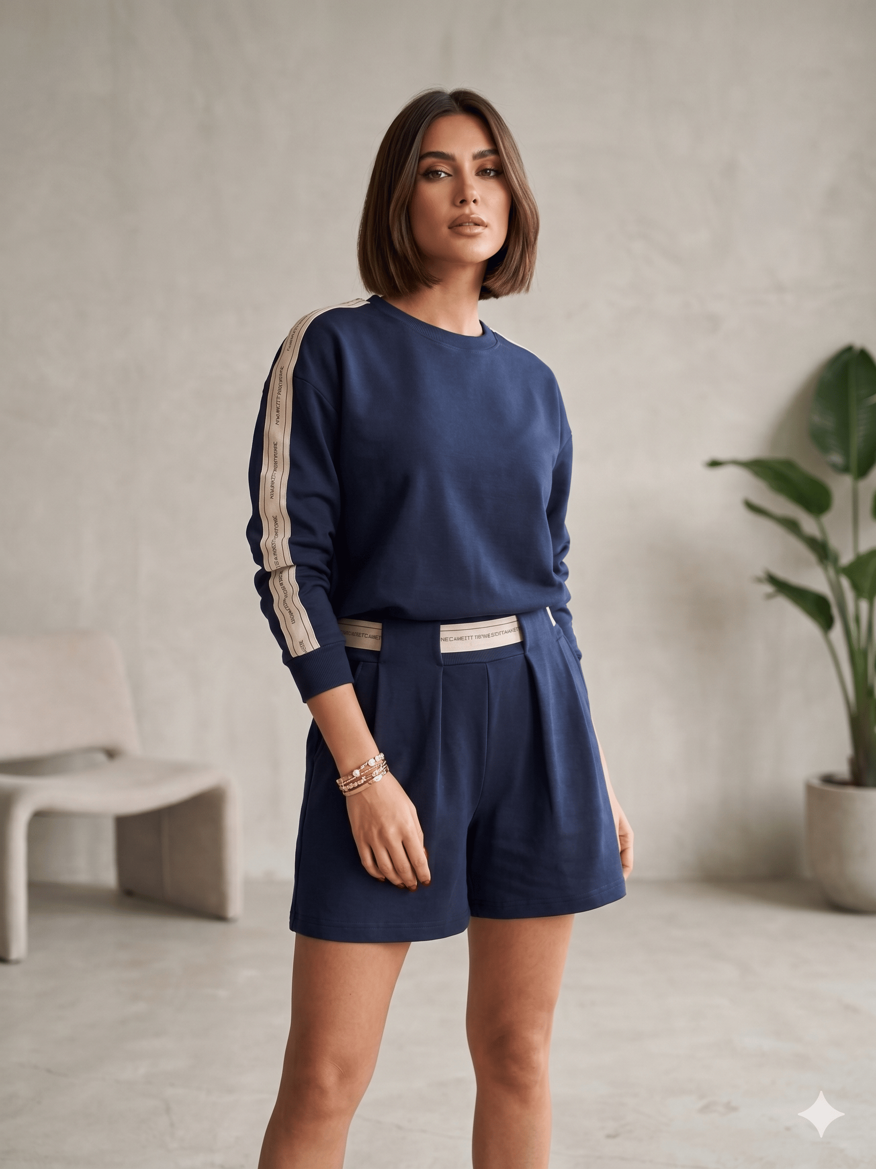 DR BLUE 1141 ŞERİTLİ ŞORT TAKIM