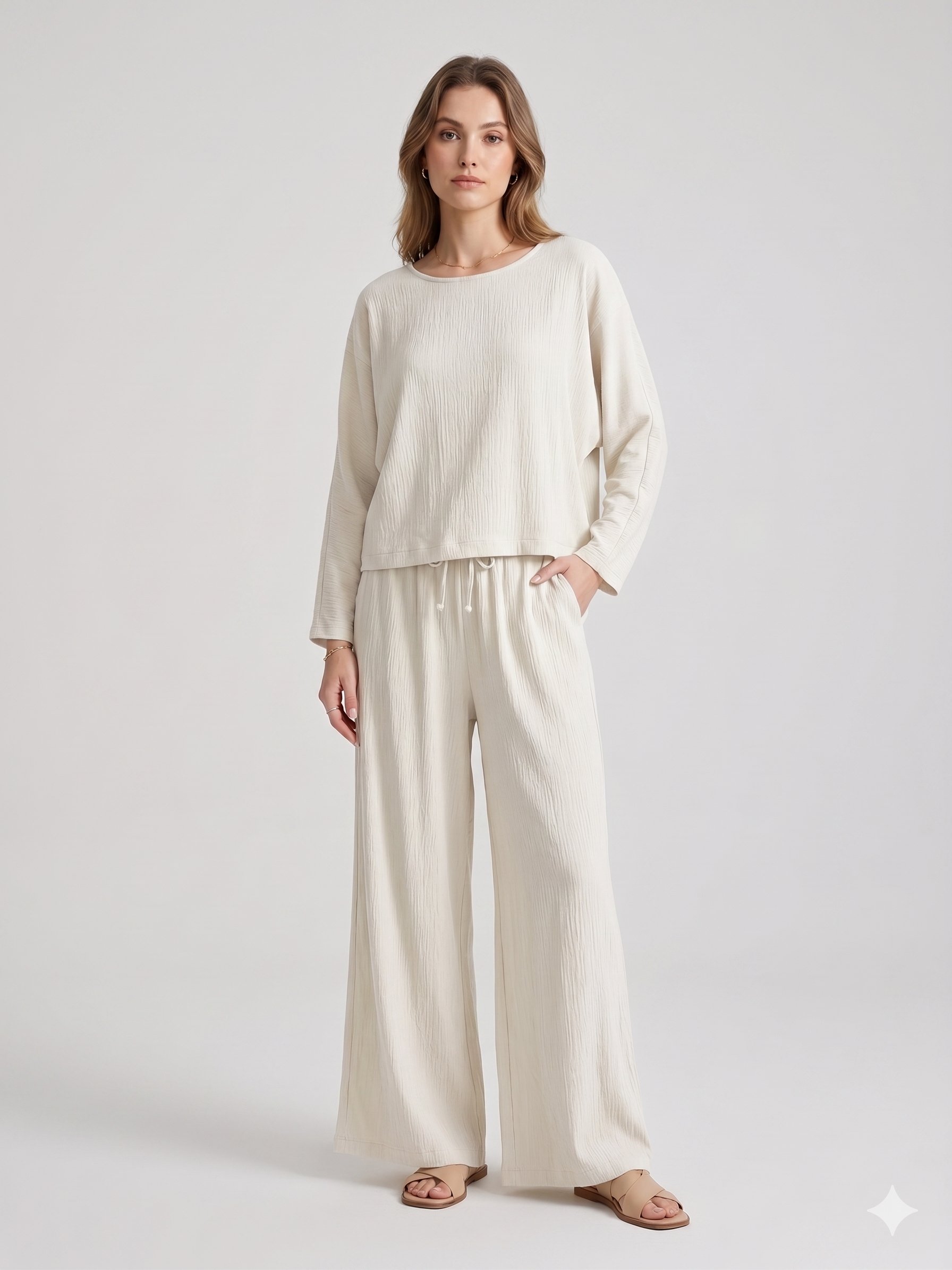 ELG 4758 PANT-4650 BLUZ KRİNKIL TAKIM