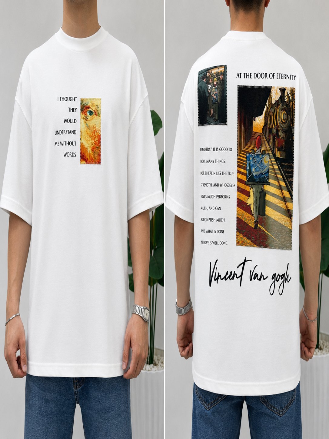 SAW Beyaz Nakışlı Amerikan Oversize T-Shirt