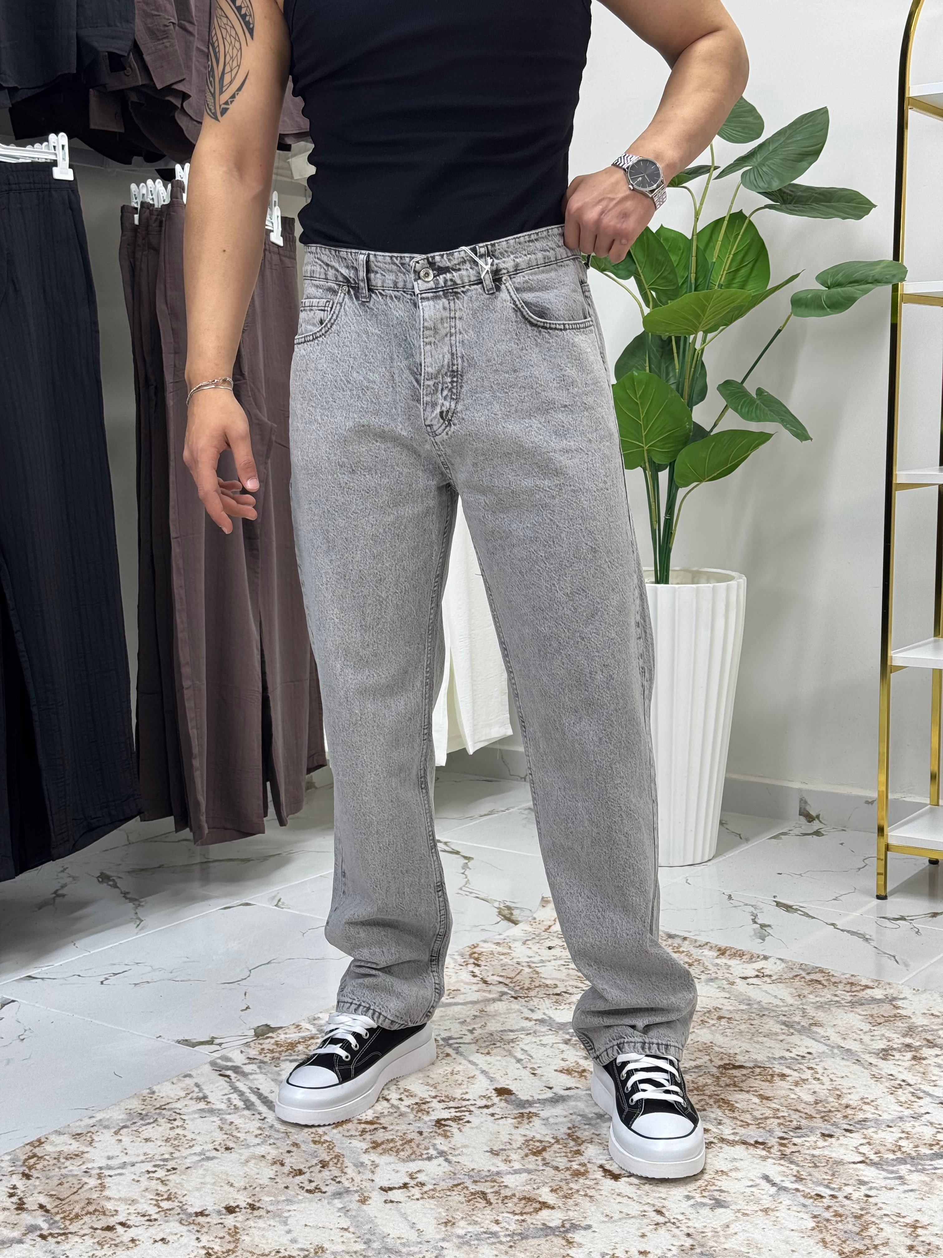 WE11 Gri Baggy Jean