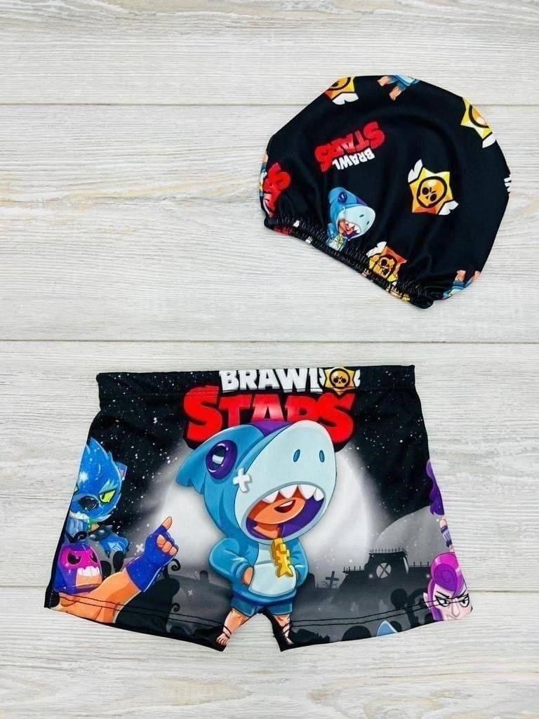 Cg Kids Brawı Str Karakter Baskı Detaylı Bone Hediyeli Mayo Erkek Çocuk