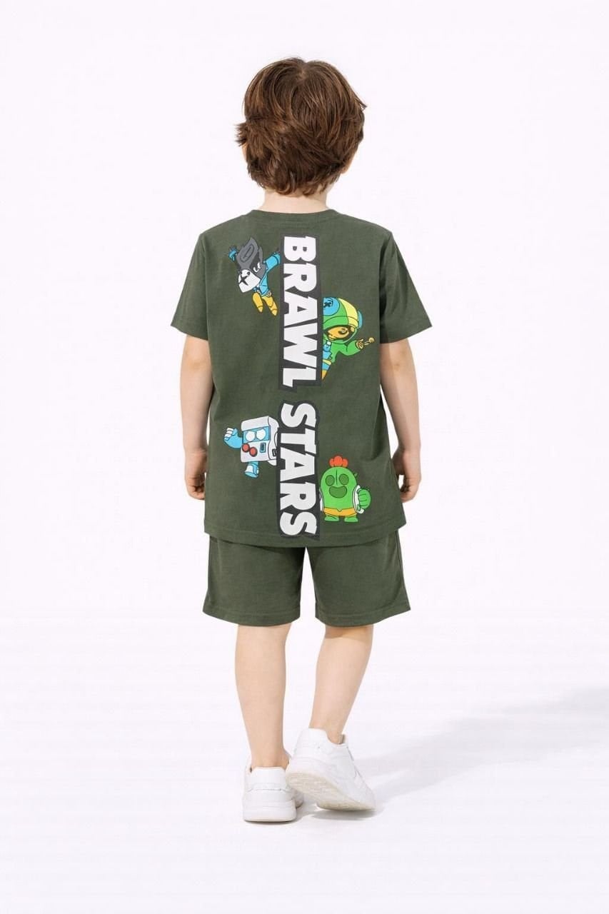 Cg Kids Brawl Stars Erkek Çocuk Tshirt & Şort Alt Üst Takım Sırt Baskı Detay