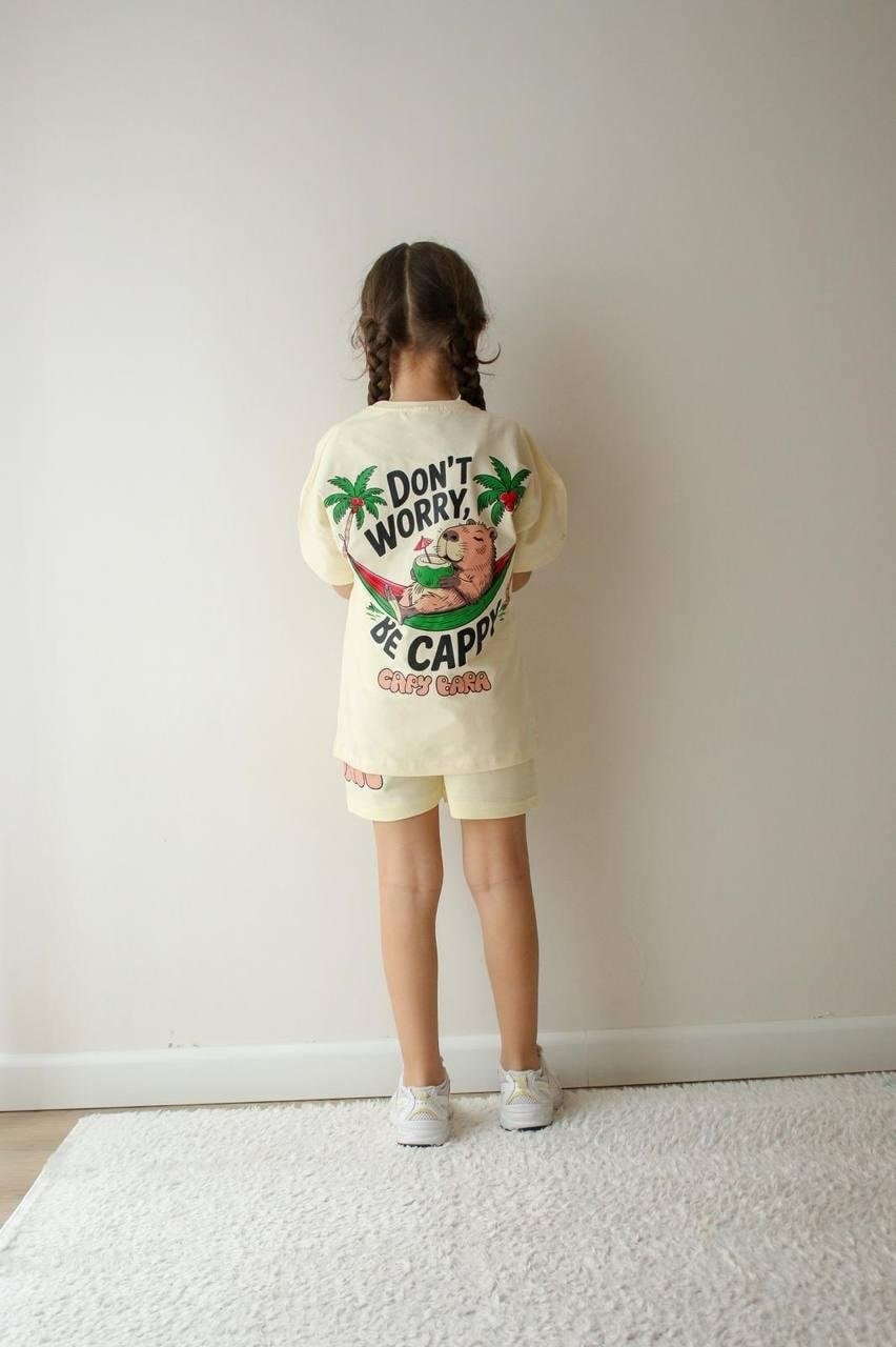 Cg Kids Capybara Kız Çocuk Alt Üst Takım Süper Kalite Sırt Baskı Detay