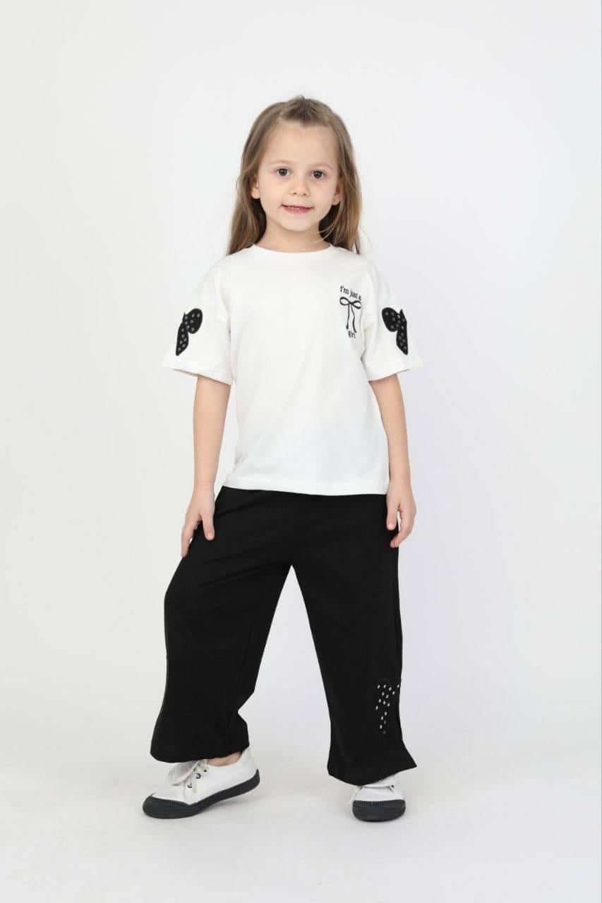 Cg Kids Fiyonk Detaylı Ispanyol Paça Fiyon Işlemeli Nakışlı Fiyonk Basic Alt Üst Kız Çocuk Takım