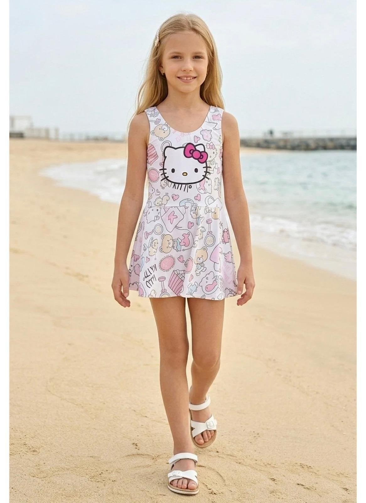Cg Kids Hello Kitty Elbise Detaylı Mayokini Süper Kalite Kız Çocuk Takım