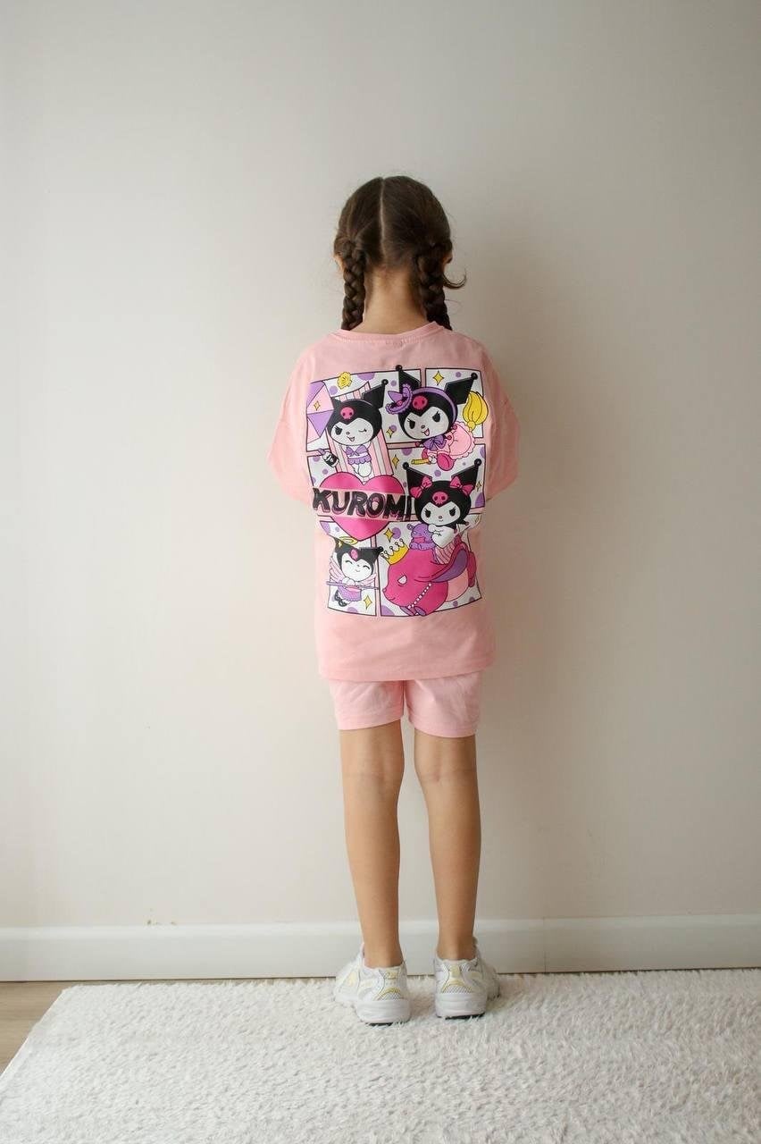 Cg Kids Kuromi  Kız Çocuk Alt Üst Takım Süper Kalite Kumaş Sırt Baskı Detay