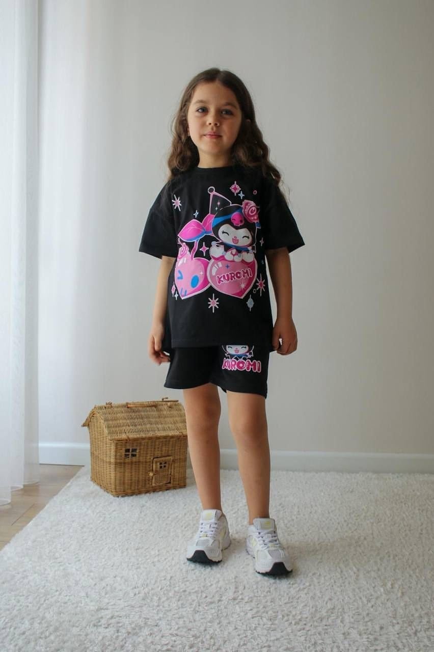 Cg Kids Kuromi Kız Çocuk Tshirt ve şort Alt Üst Takım Süper Kalite