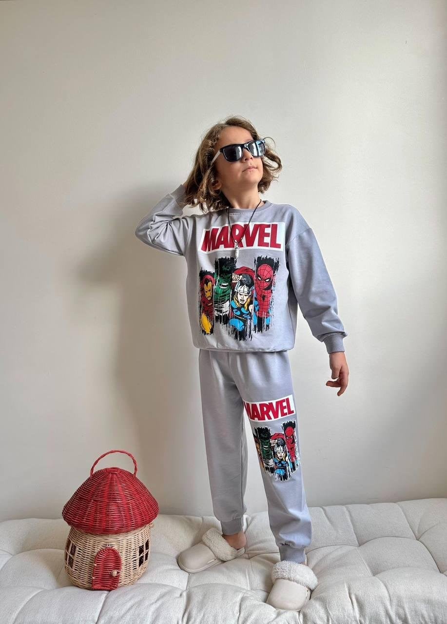 Cg Kids Marvel Figür Baskılı Eşofman Takımı 2 Iplik Erkek Çocuk Alt Üst Takım Sırt Baskı Detay