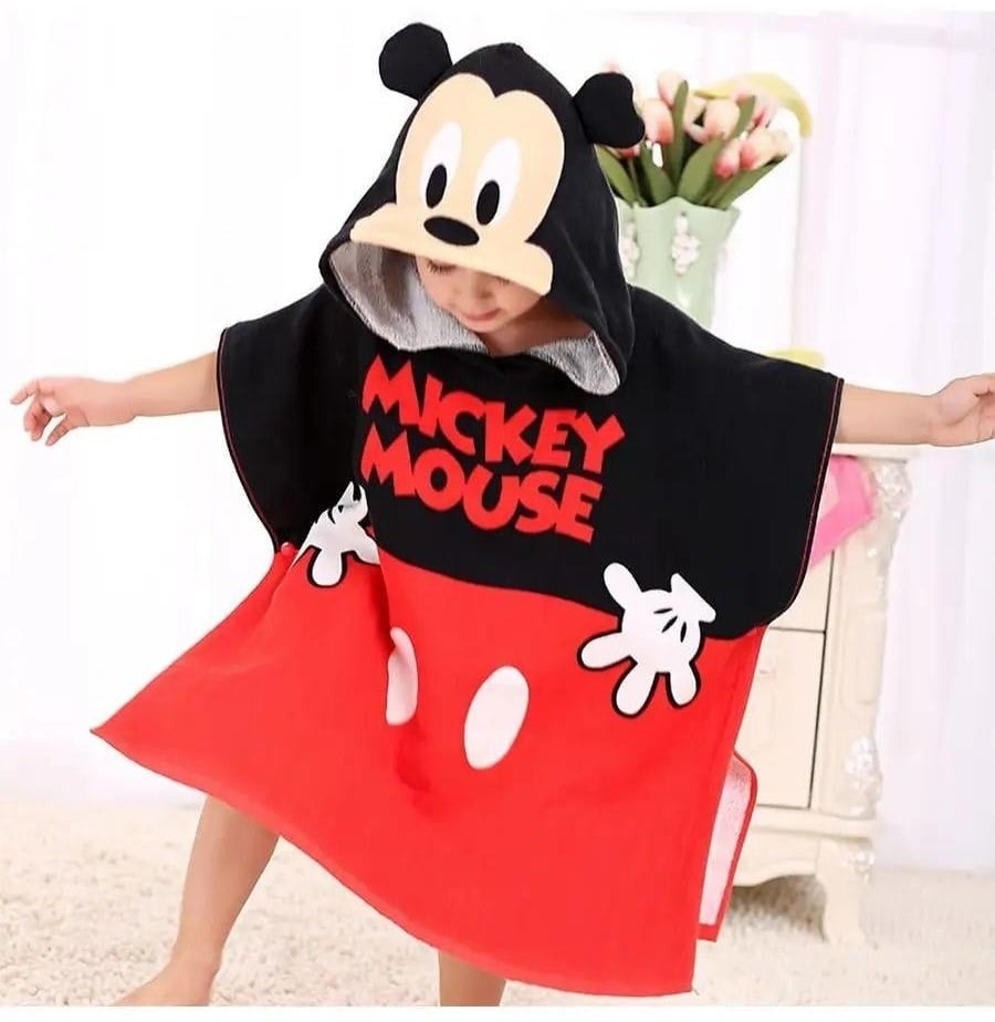 Cg Kids Mickey Desenli  Kapüşonlu Plaj ve Havuz Pançosu