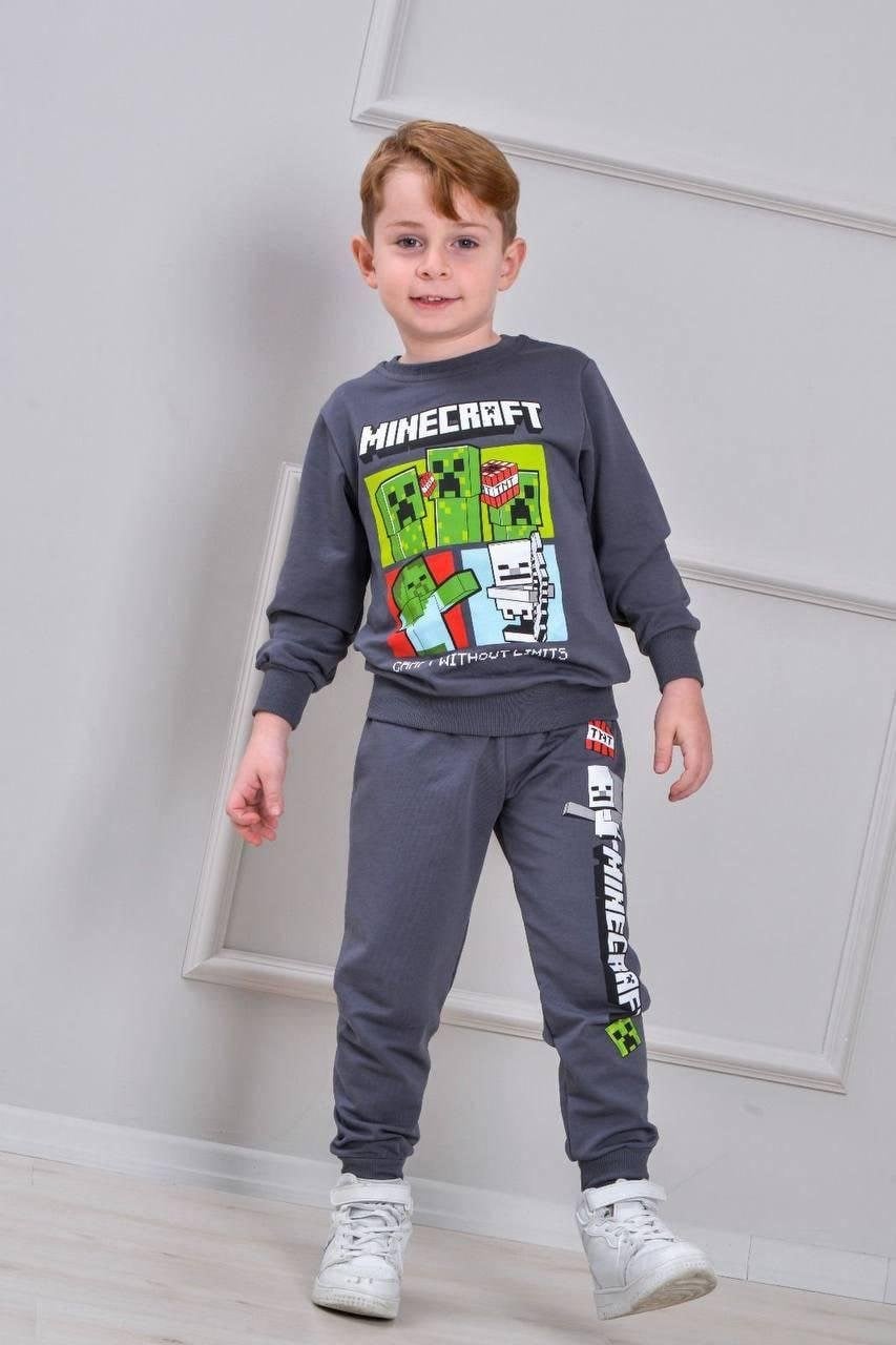 Cg Kids Minecraft Erkek Çocuk 2 İplik Alt Üst Takım Süper Kalite Kumaş Eşofman Detay