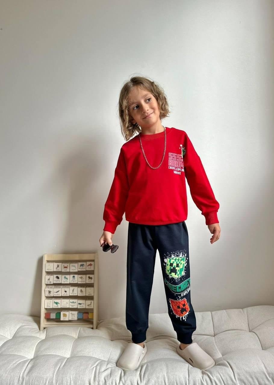 Cg Kids Minecraft Erkek Çocuk 2 Iplik Alt Üst Takım Süper Kalite Kumaş