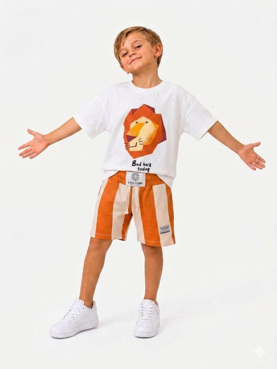 Cg Kids Minik Aslanımız Erkek Çocuk Tişört ve Şort Erkek Çocuk Alt Üst Takım
