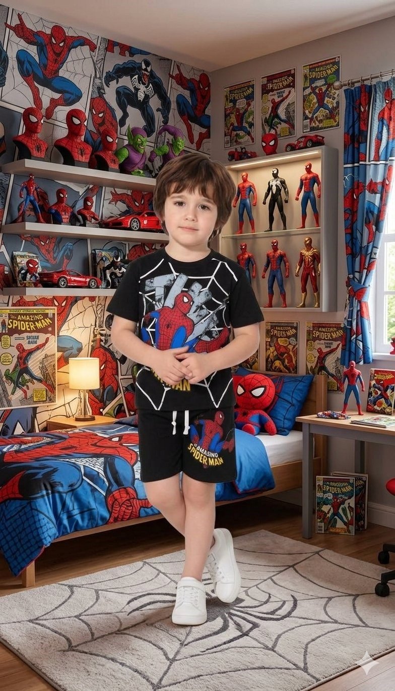Cg Kids Örümcek Adam Erkek Çocuk Tshirt&Şort Erkek Çocuk Alt Üst Takım