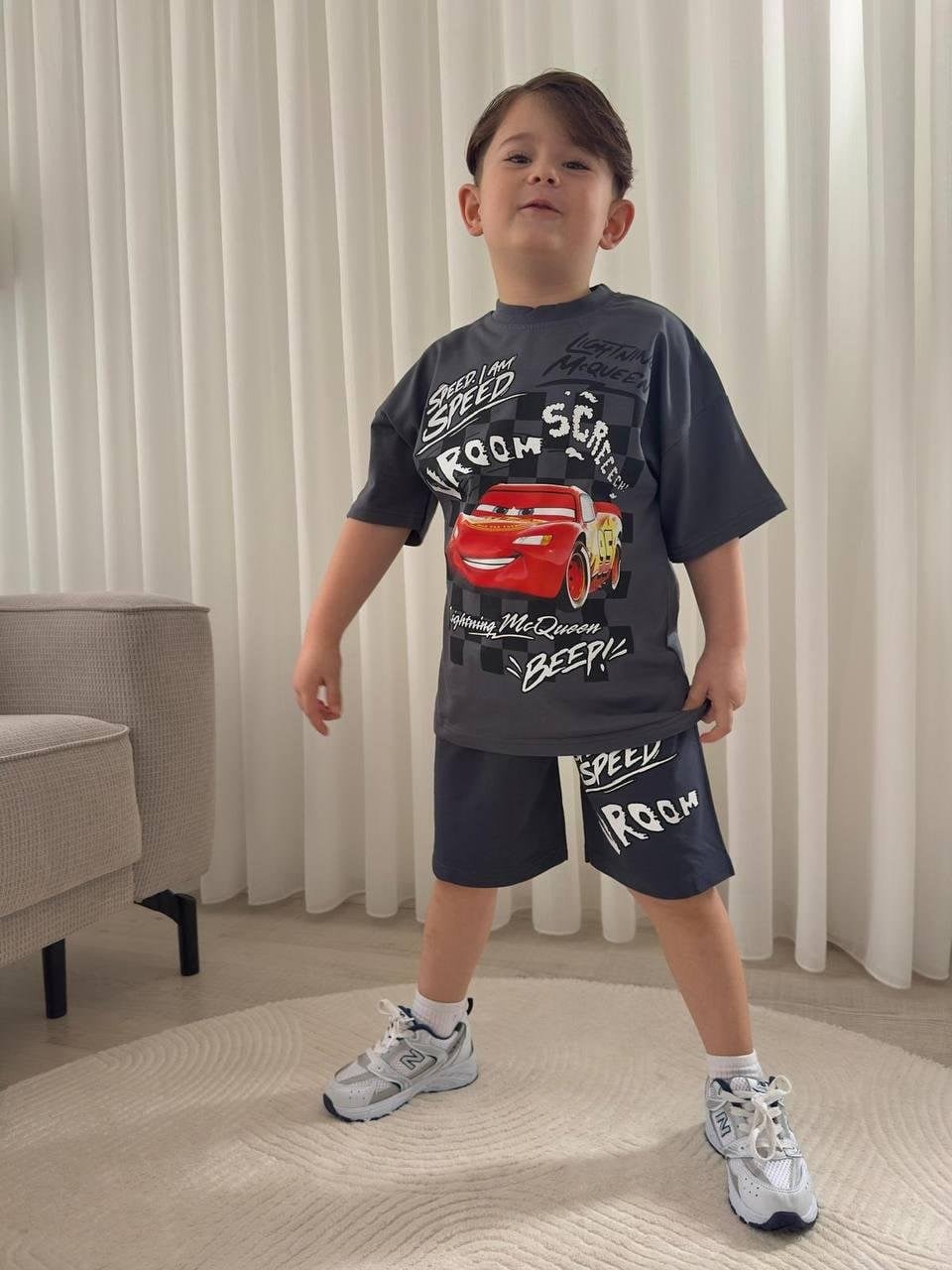 Cg Kids Şimşek Mcqueen Cars Arabalar Erkek Çocuk Tshirt&Şort Alt Üst Takım