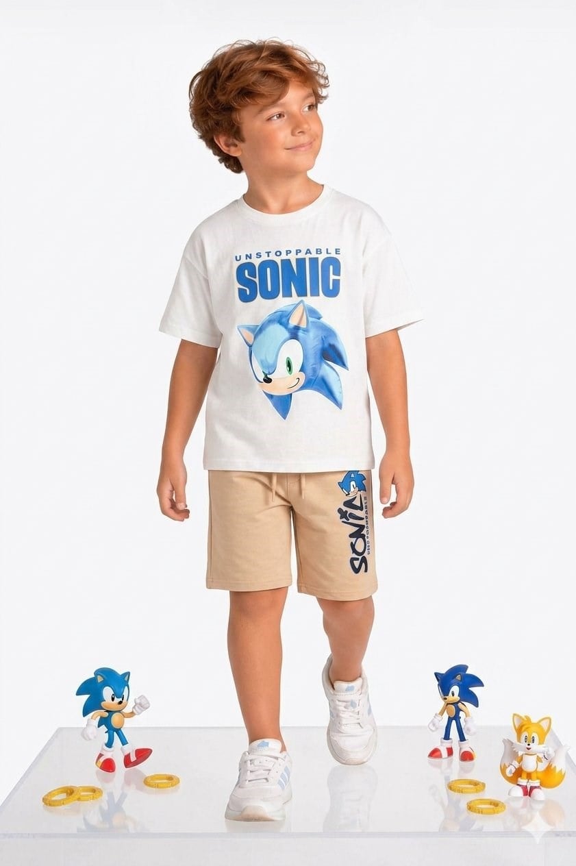 Cg Kids Sonic Erkek Çocuk Tshirt & Şort Alt Üst Takım Süper Kalite