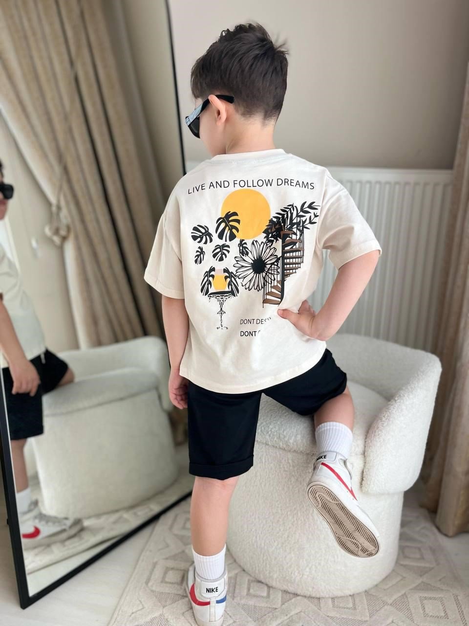 Cg Kids Tropical Palmiye Detaylı Yan Cepli Şort Erkek Çocuk Alt Üst Takım