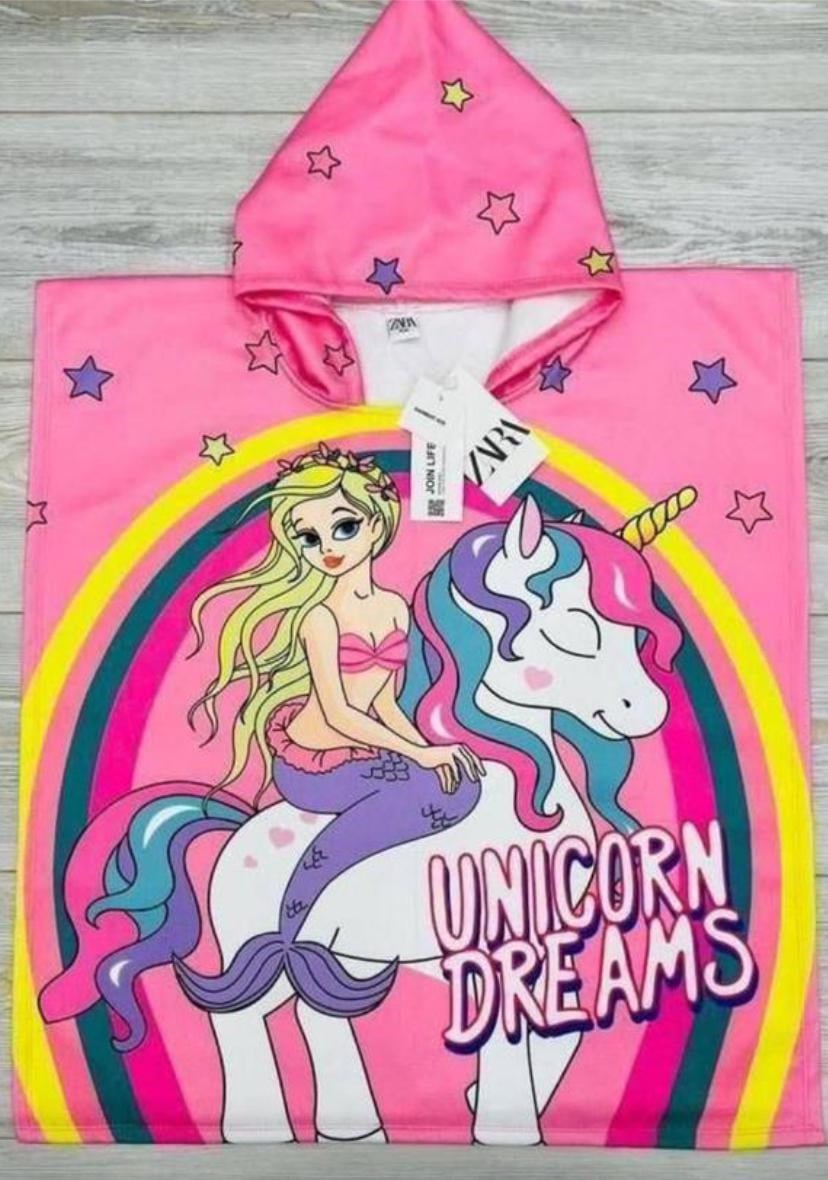 Cg Kids Unicorn Dreamsşapkalı Modern Panço Plaj Banyo Havlusu