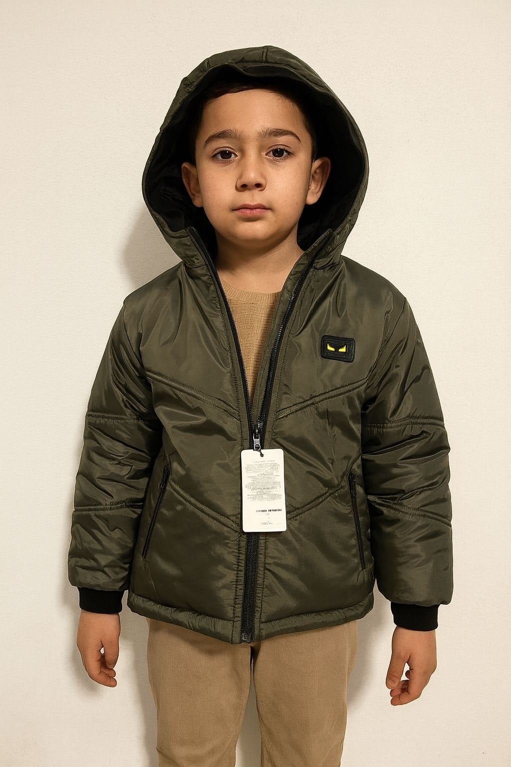 Cg Kids Zümrüt Yeşil Yandan Fermuar Cepli içi kürklü Unisex Mont