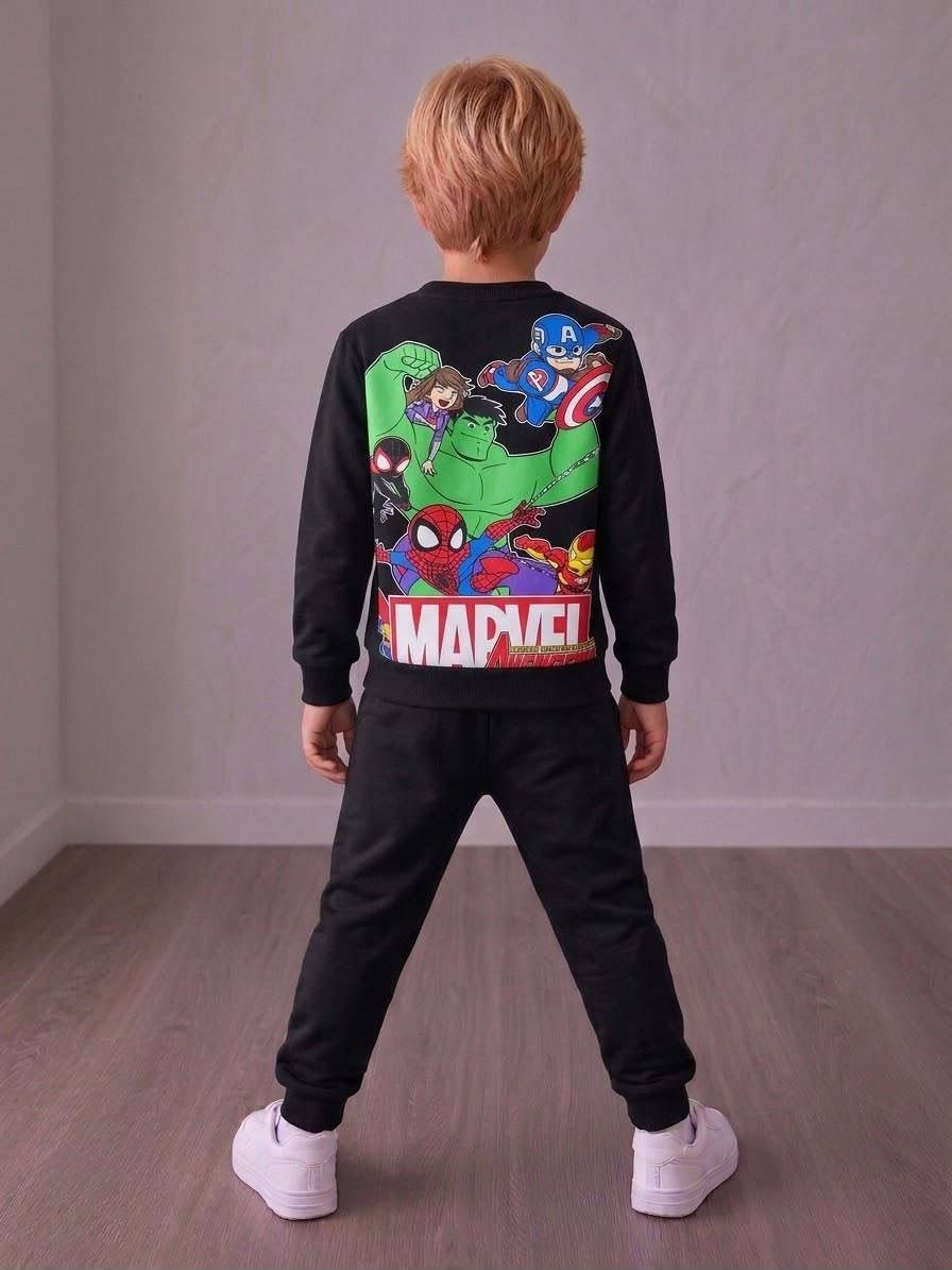 Karakter Desenli Sırt Baskı Detaylı 2 İplik Erkek Çocuk Sweatshirt & Eşofman Alt Üst Takım