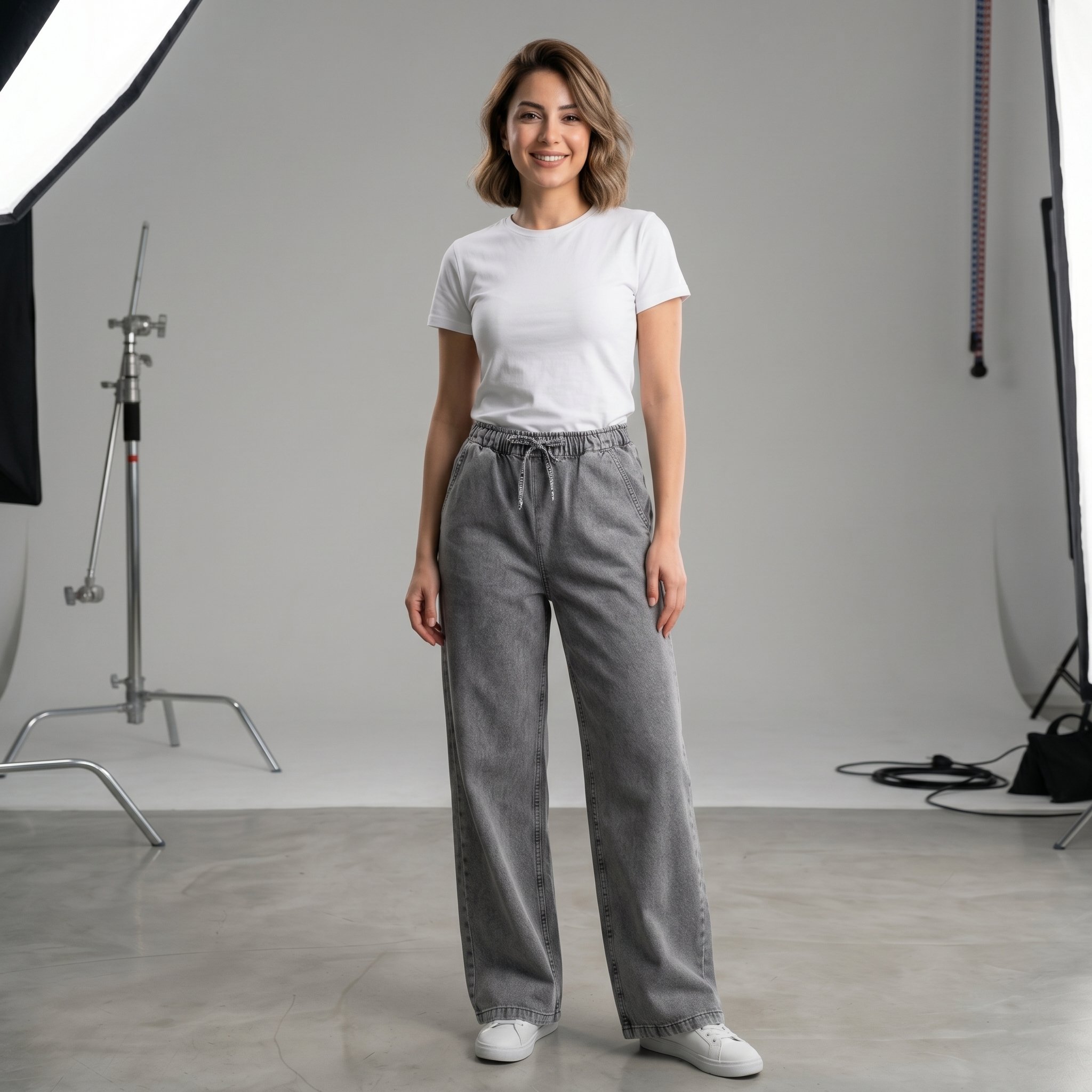 Beli Lastikli Füme Jeans Pantolon 