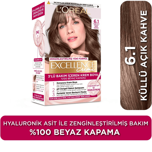 L'Oréal Paris Excellence Creme 6.1 Küllü Açık Kahve Saç Boyası