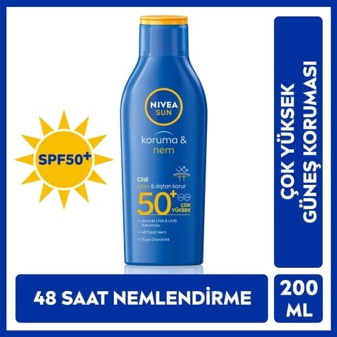 Nivea Sun SPF50+ Güneş Koruyucu ve 48 Nemlendirici Güneş Losyonu 200 ml