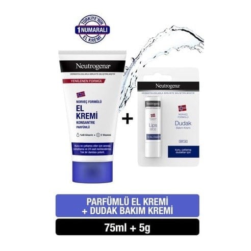 Norveç Formülü Parfümlü El Kremi 75 ml + SPF20 Dudak Bakım Kremi 4.8 g