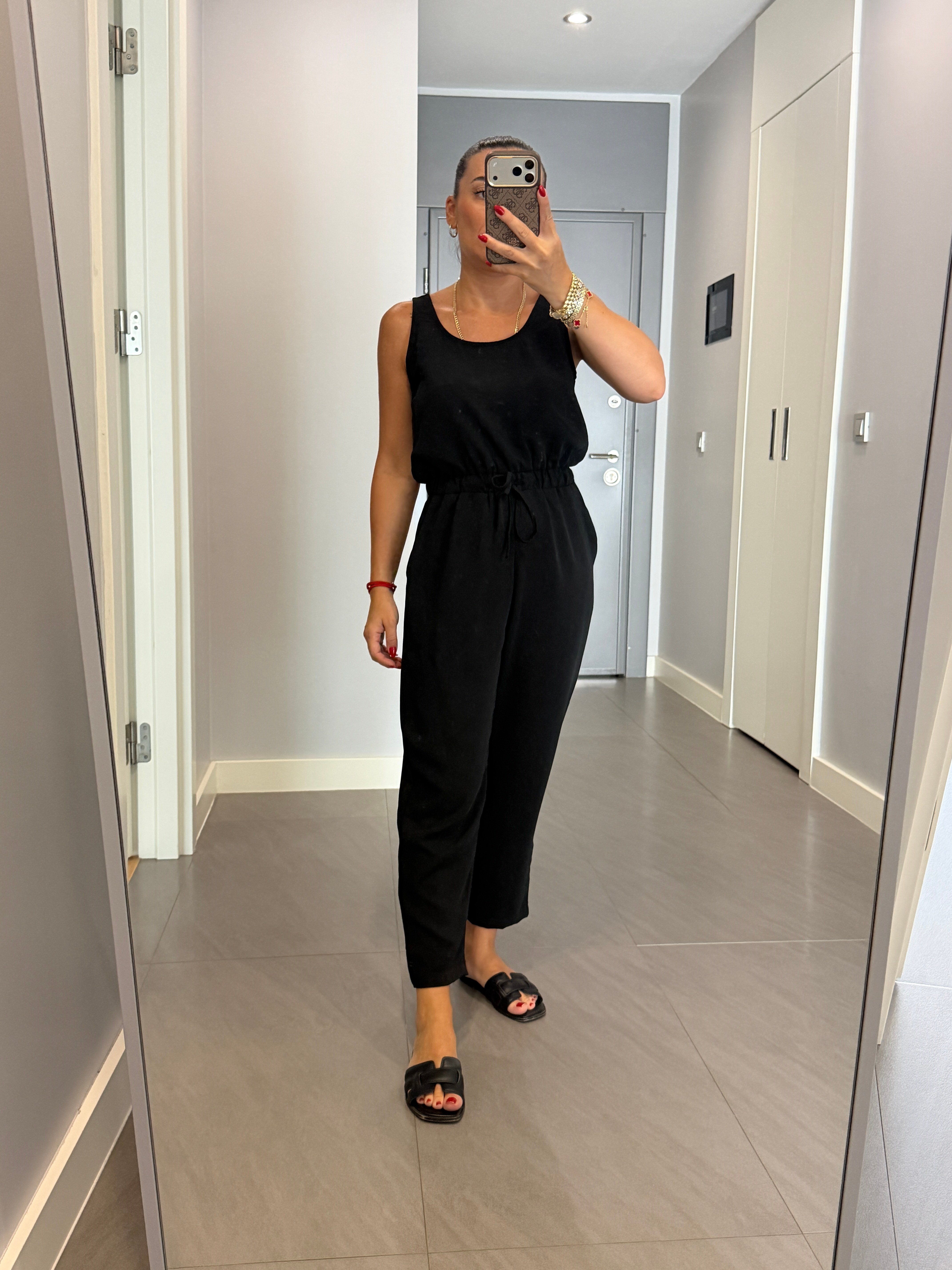 Bel Bağcıklı Askılı Tulum