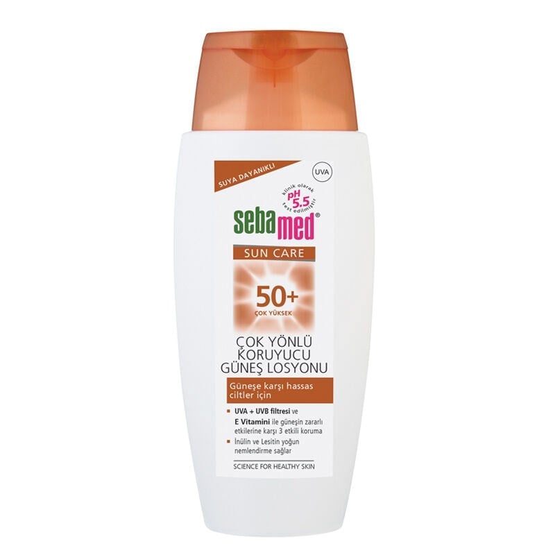Sebamed Sun Care SPF 50+ UVA/UVB Filtresi ve E Vitamini Üçlü Yüksek Koruma Çok Yönlü Güneş Losyonu 150 ml