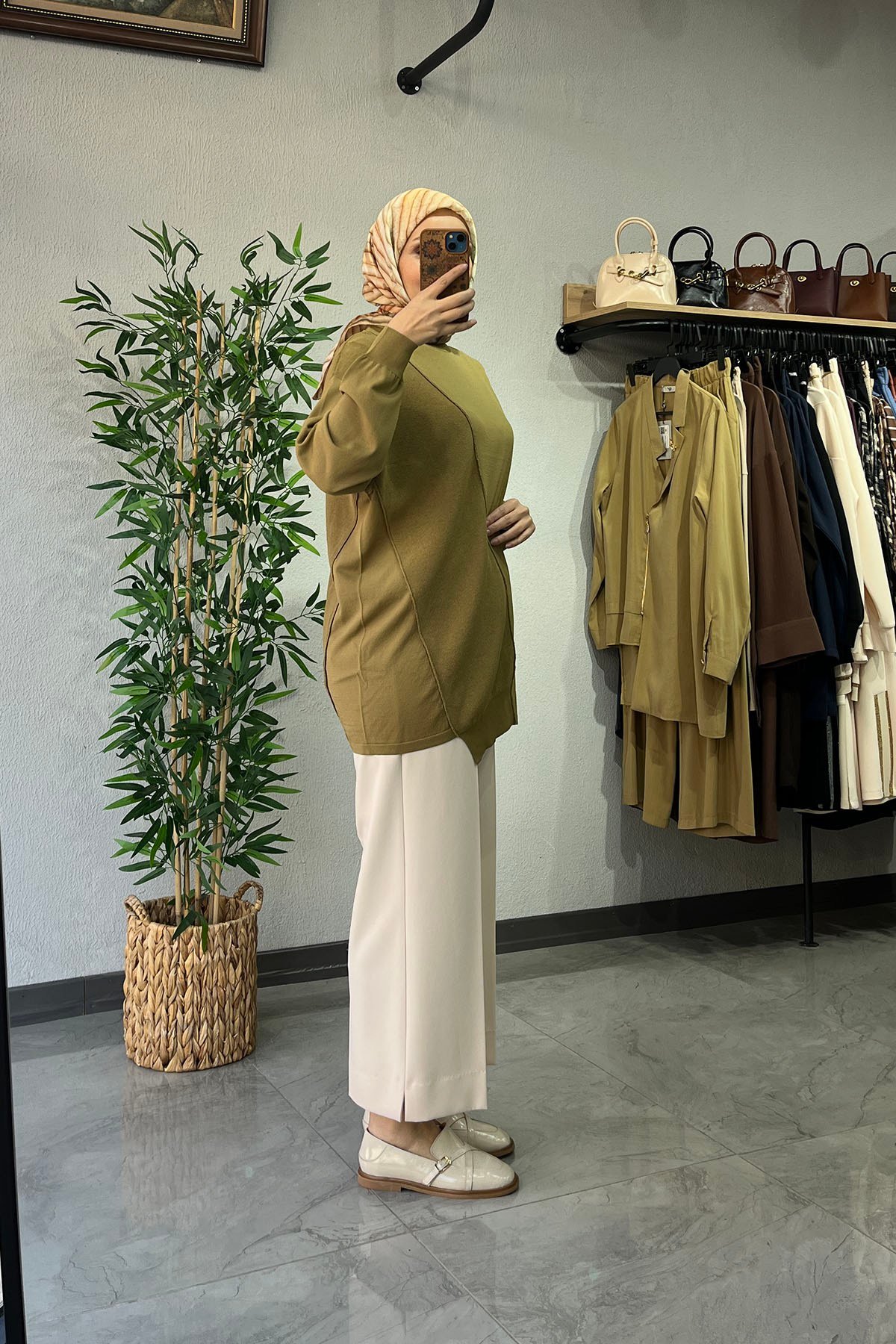 Tığ Triko Rayon Tunik Olive