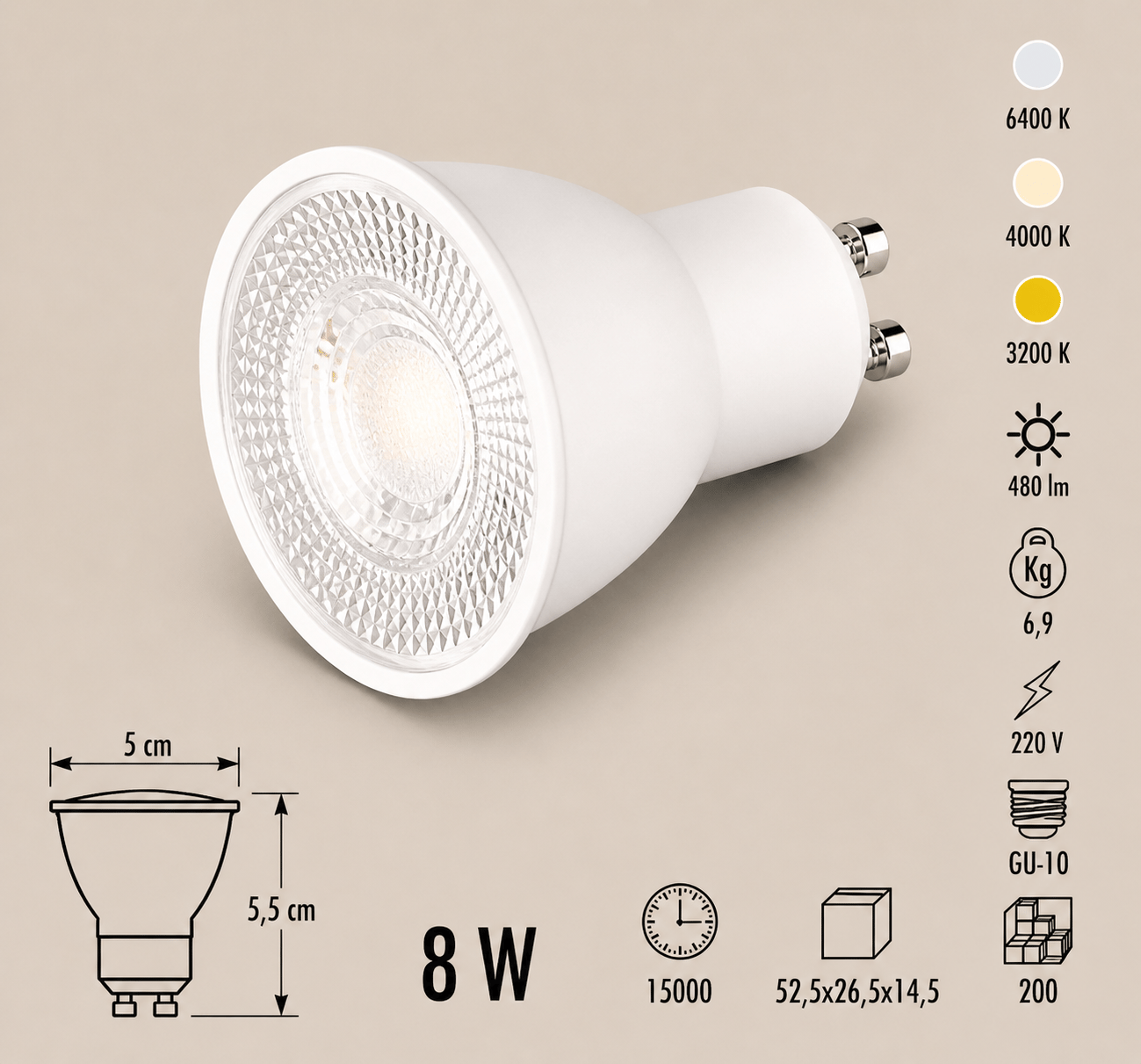 Cata CT-4215 Çanak LED Ampul 8W GU10