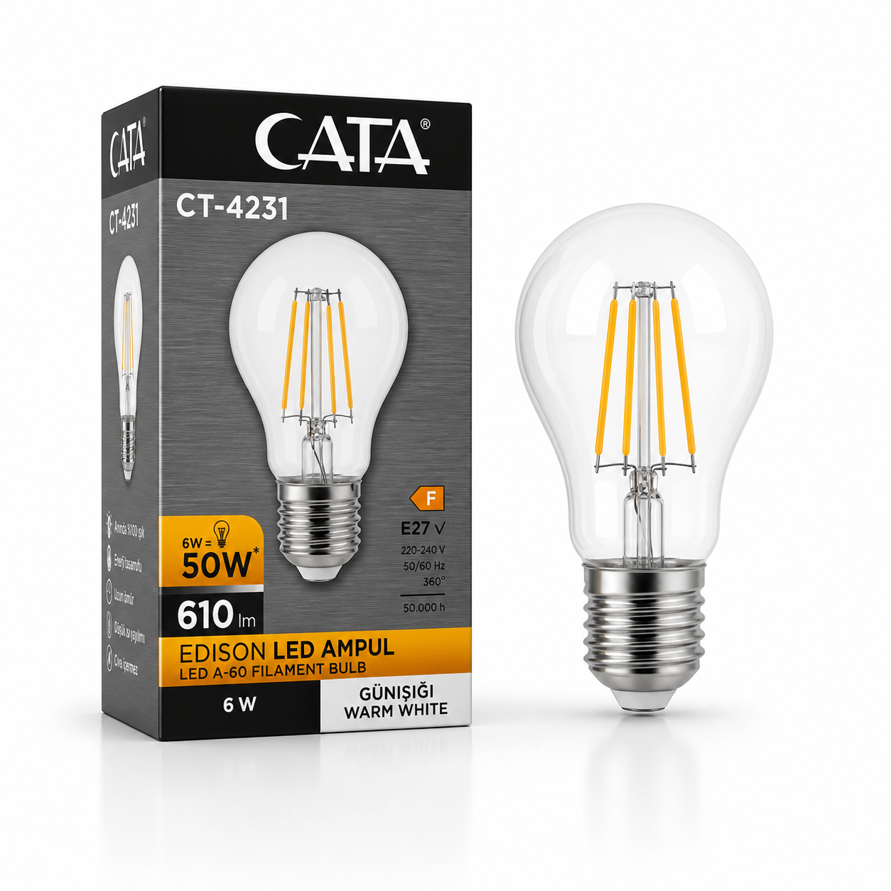 Cata CT-4231 LED Filament Ampul 6W E27 3200K