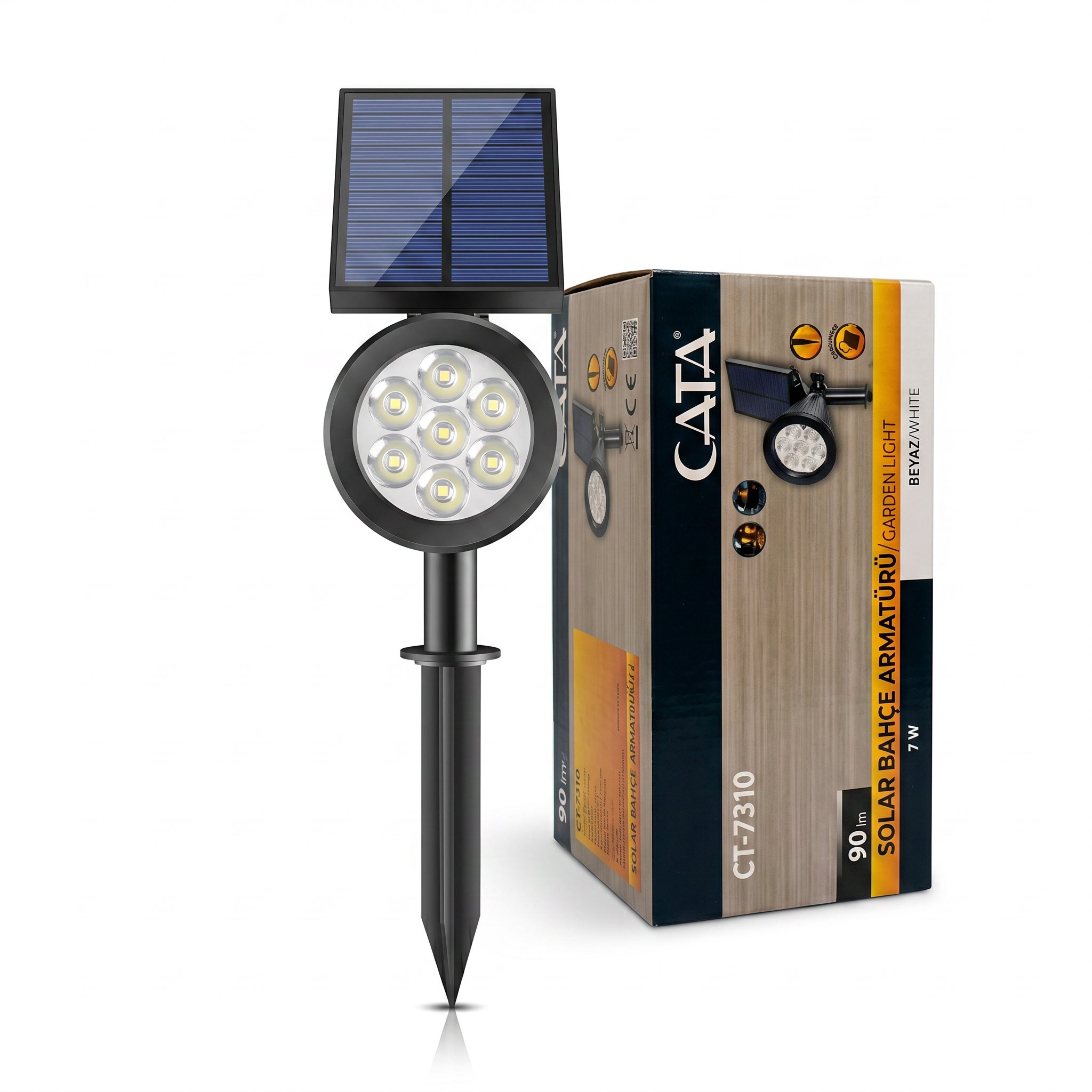 CATA CT-7310 Solar Bahçe Armatürü 7W Amber Işık
