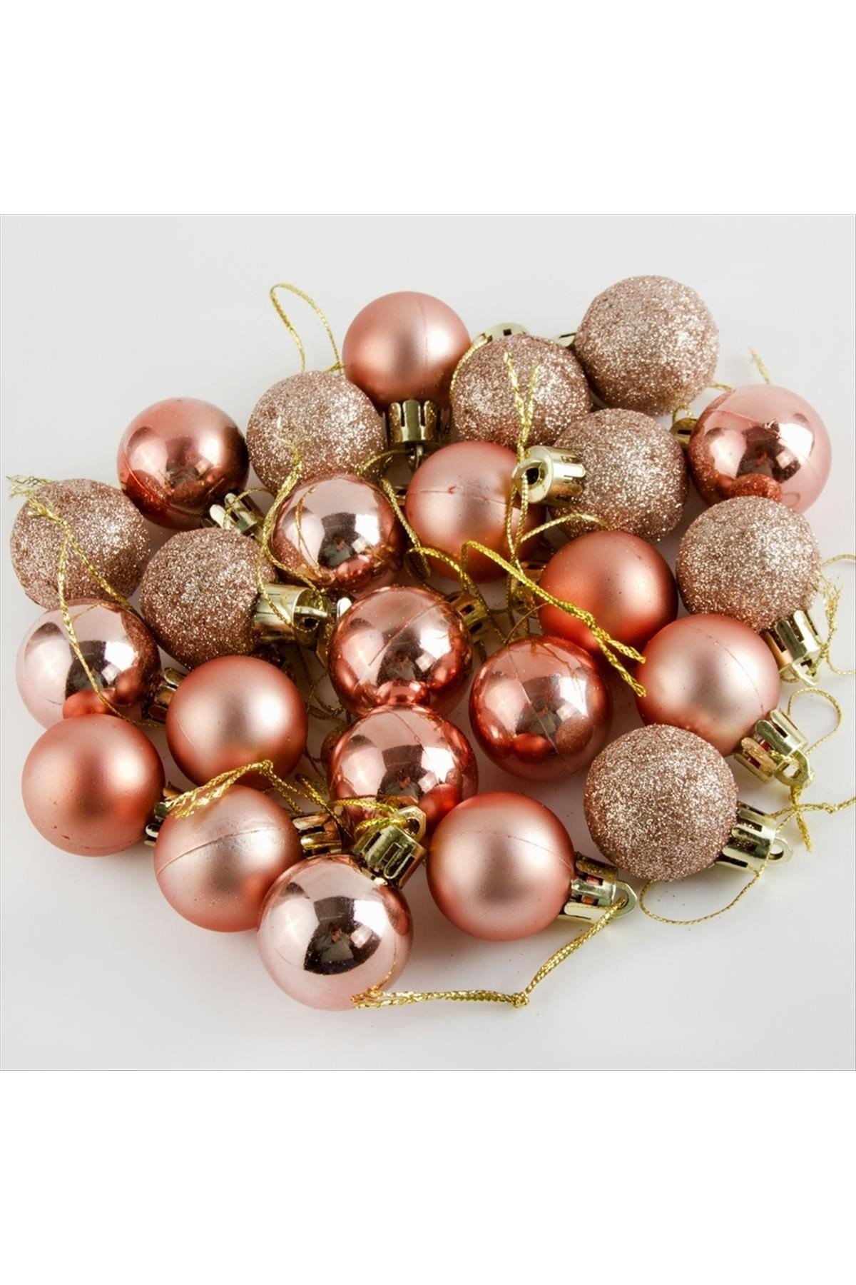 24 Adet Düz ve Simli Cici Top Yılbaşı Ağaç Süsü