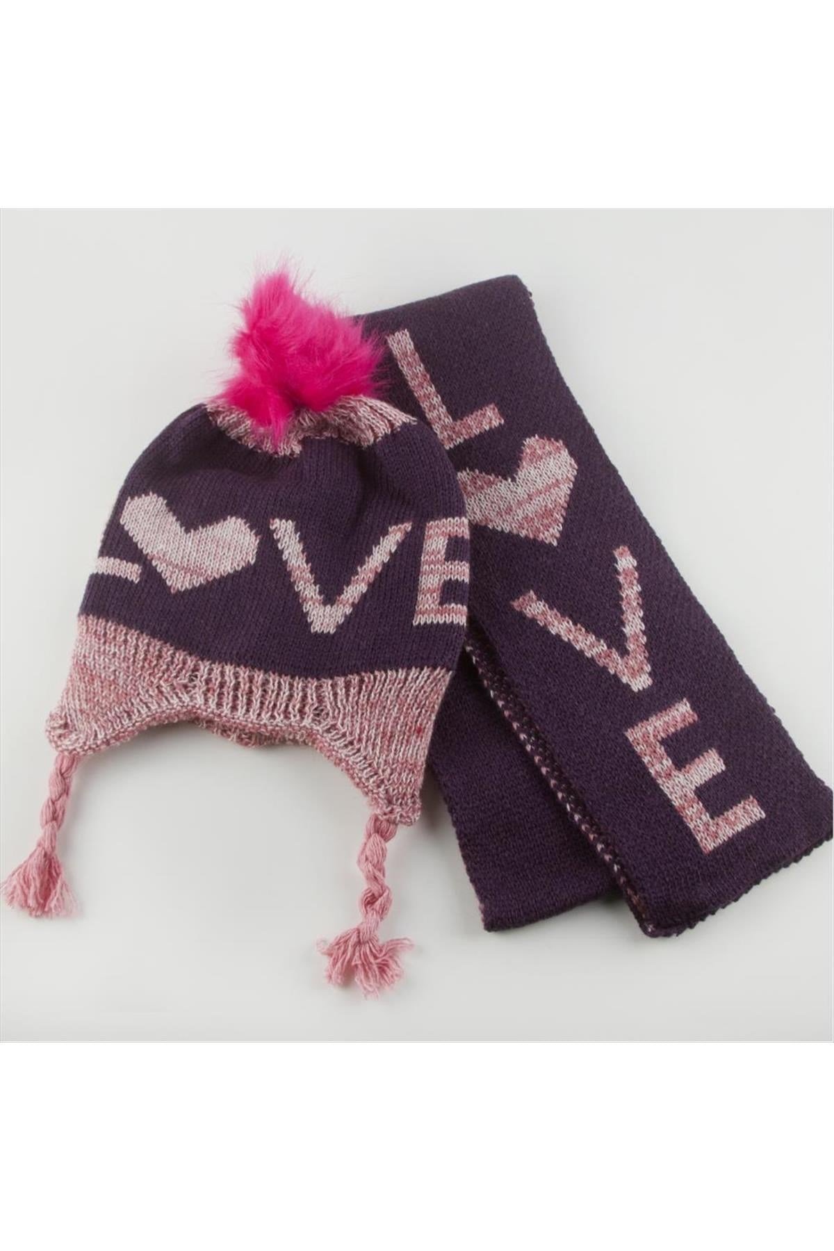 2'li Love Yazılı Çocuk Takım ( Bere Atkı)
