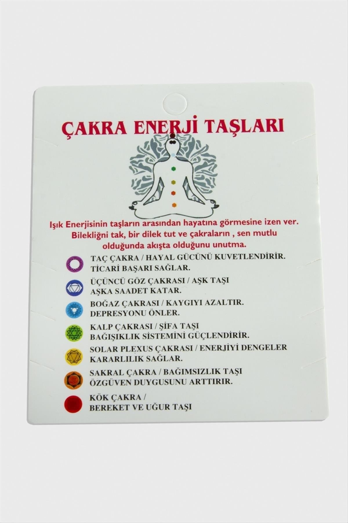 3'lü Çakra Enerji Taşları Bileklik Kartı