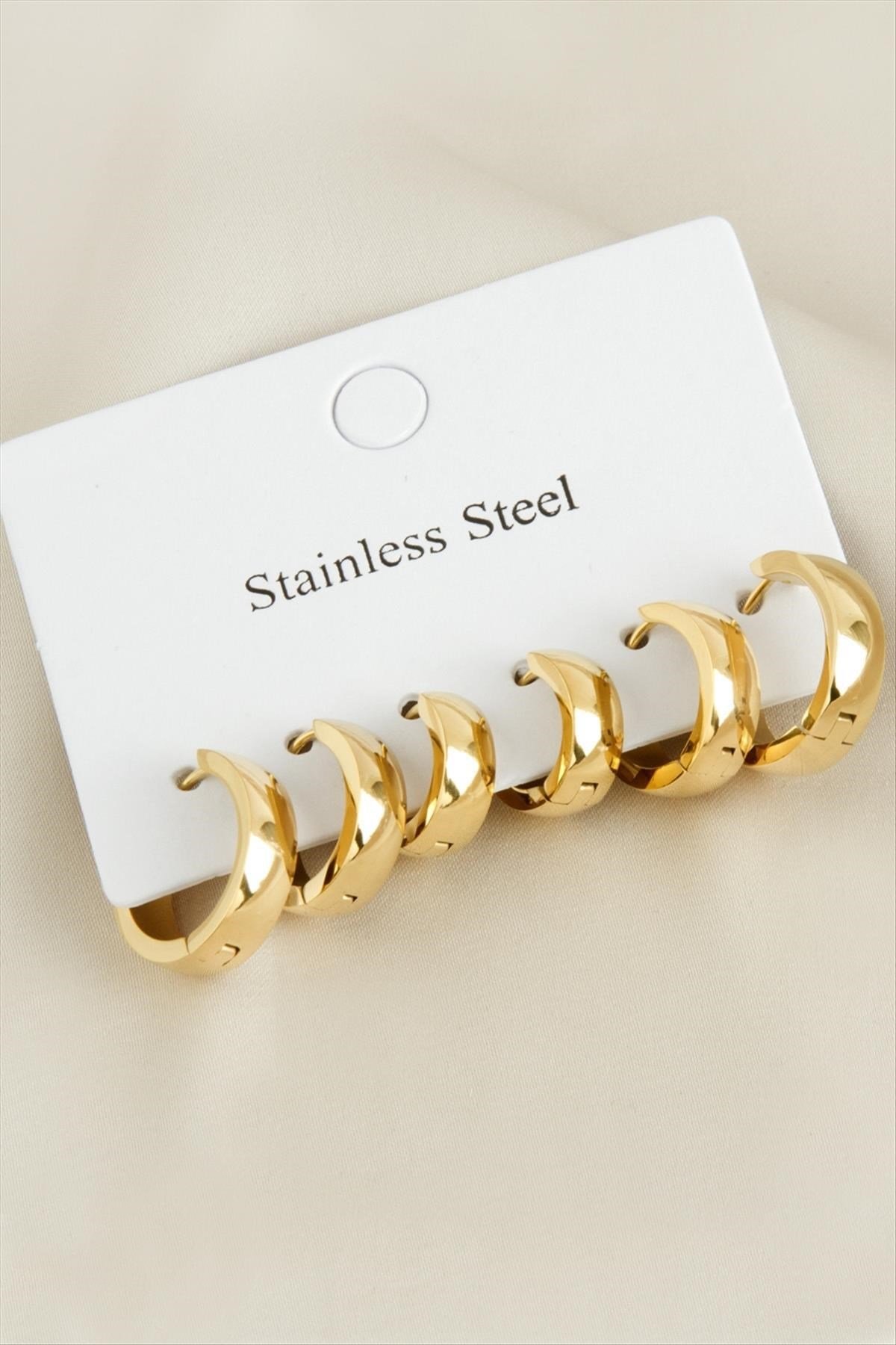 6 Adet Lüks Halka Çelik Küpe