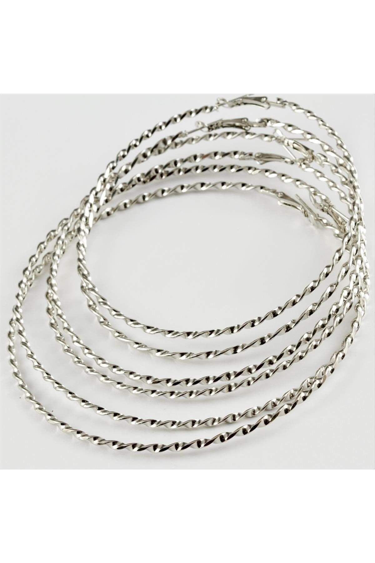 6 Adet Yeni Sezon Burgulu Metal Halka Küpe Büyük 8-9-10 cm