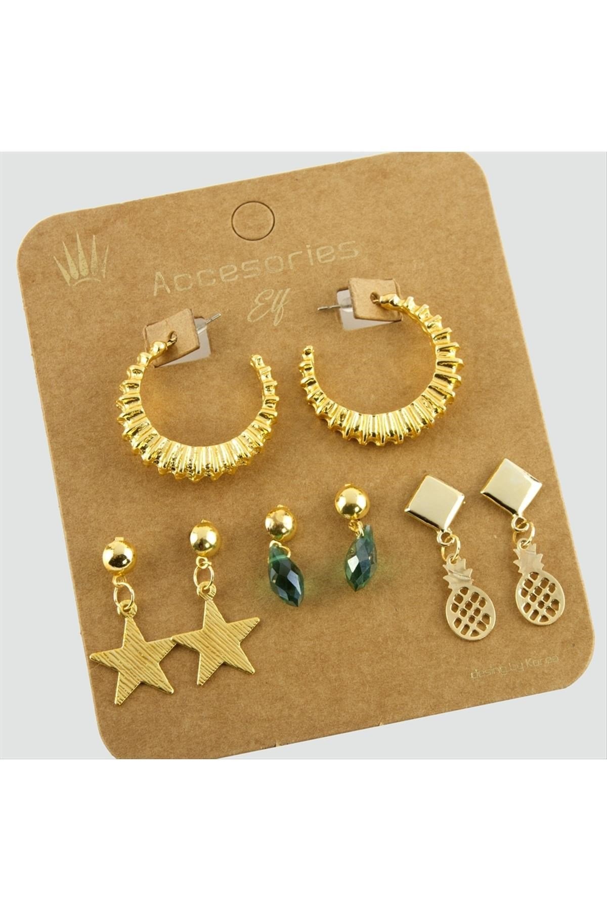 8 Adet Kristal Halka Trend Küpe