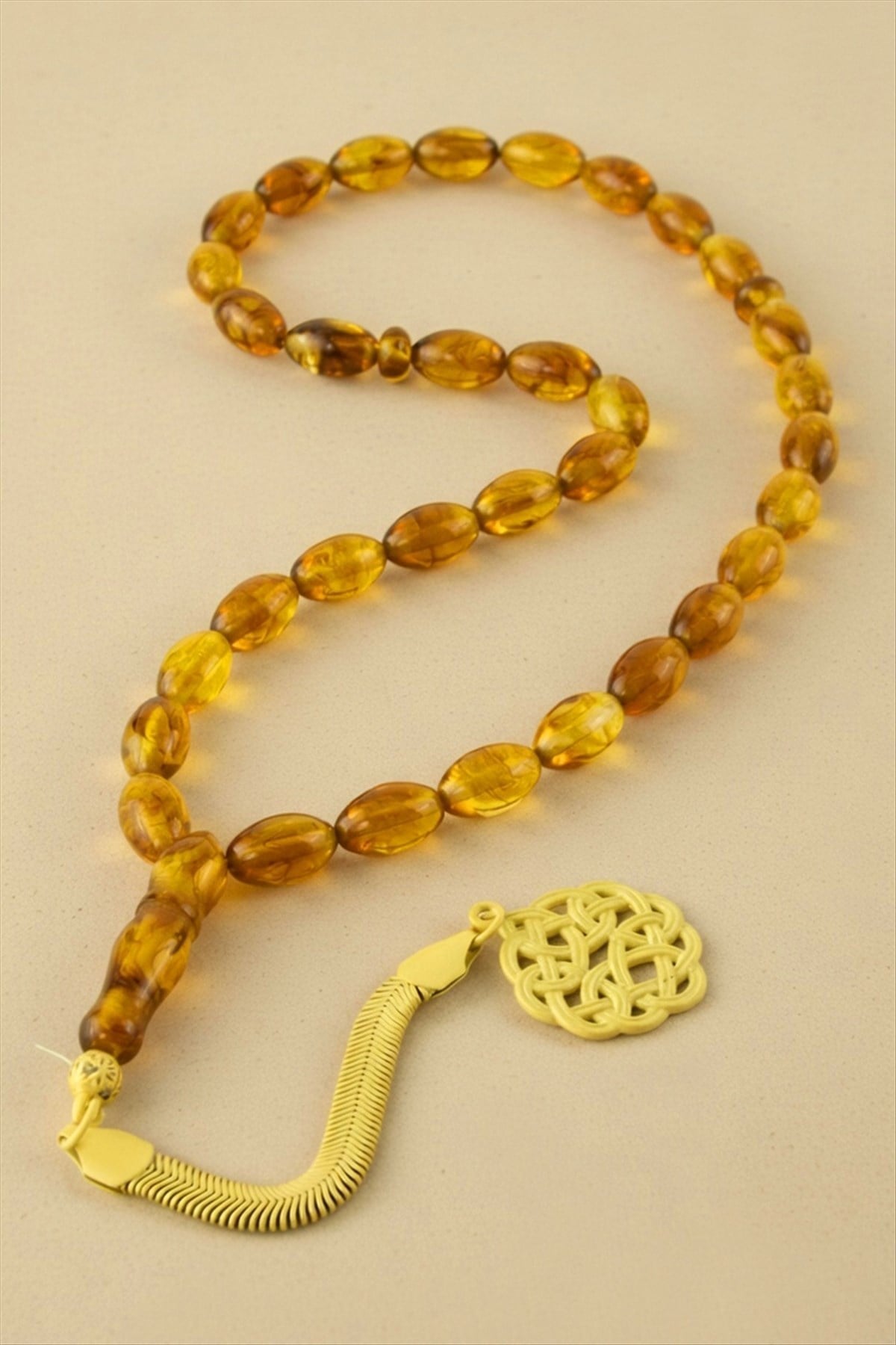 8*1,3 mm Orjinal Sıkma Mısır Kesim Kehribar Tesbih