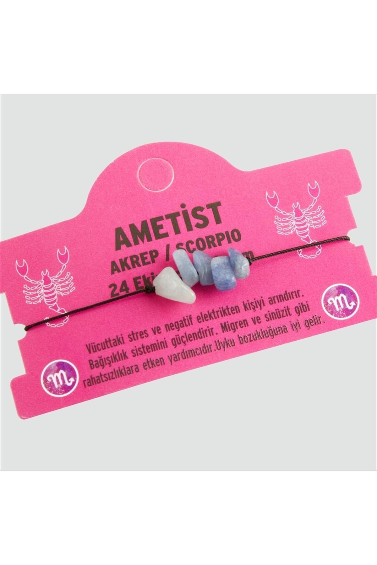 Ametist Doğal Taşlı İkizler Burç Bileklik