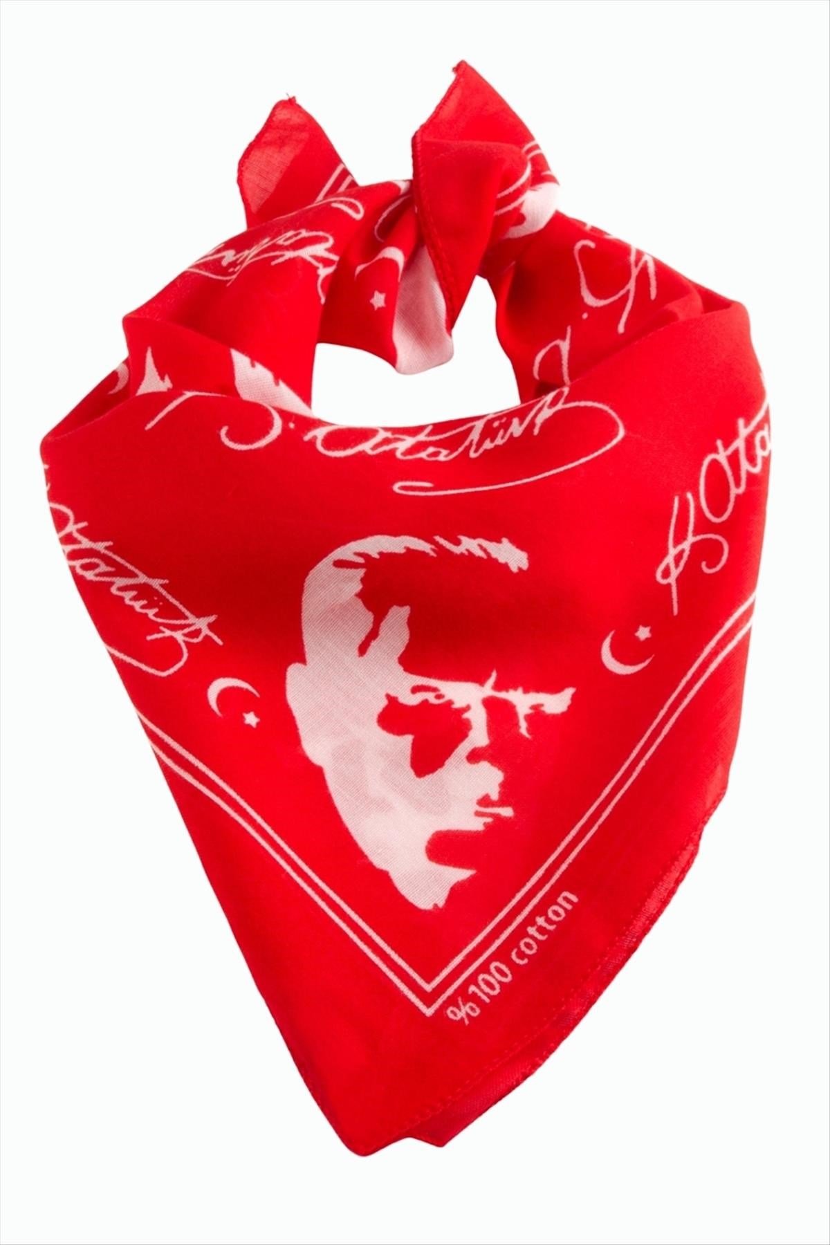 Atatürk İmzalı Desenli Bandana 50*50